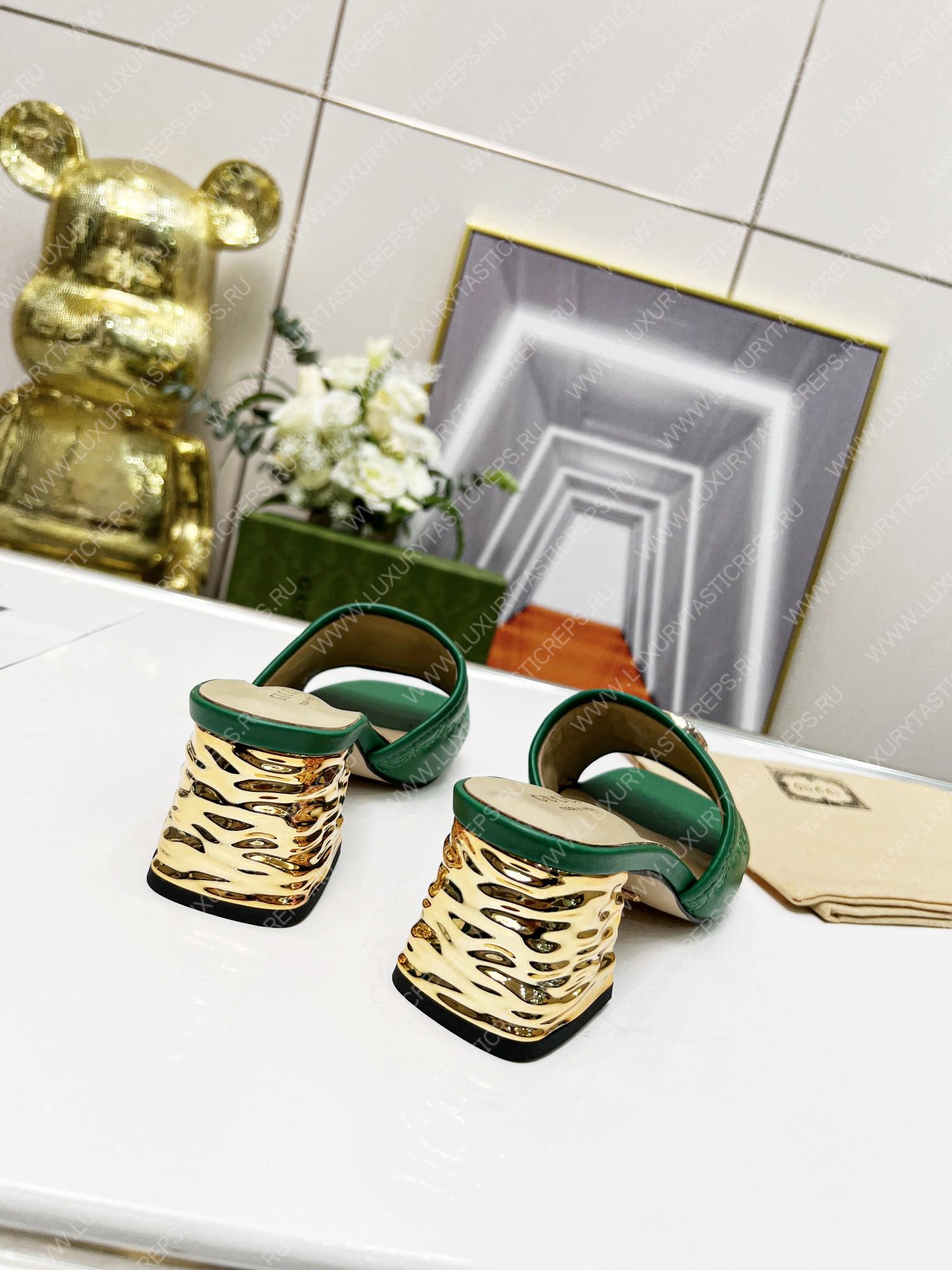 G*u*i jolie gg sup*e canvas and rubber slides green 1473721