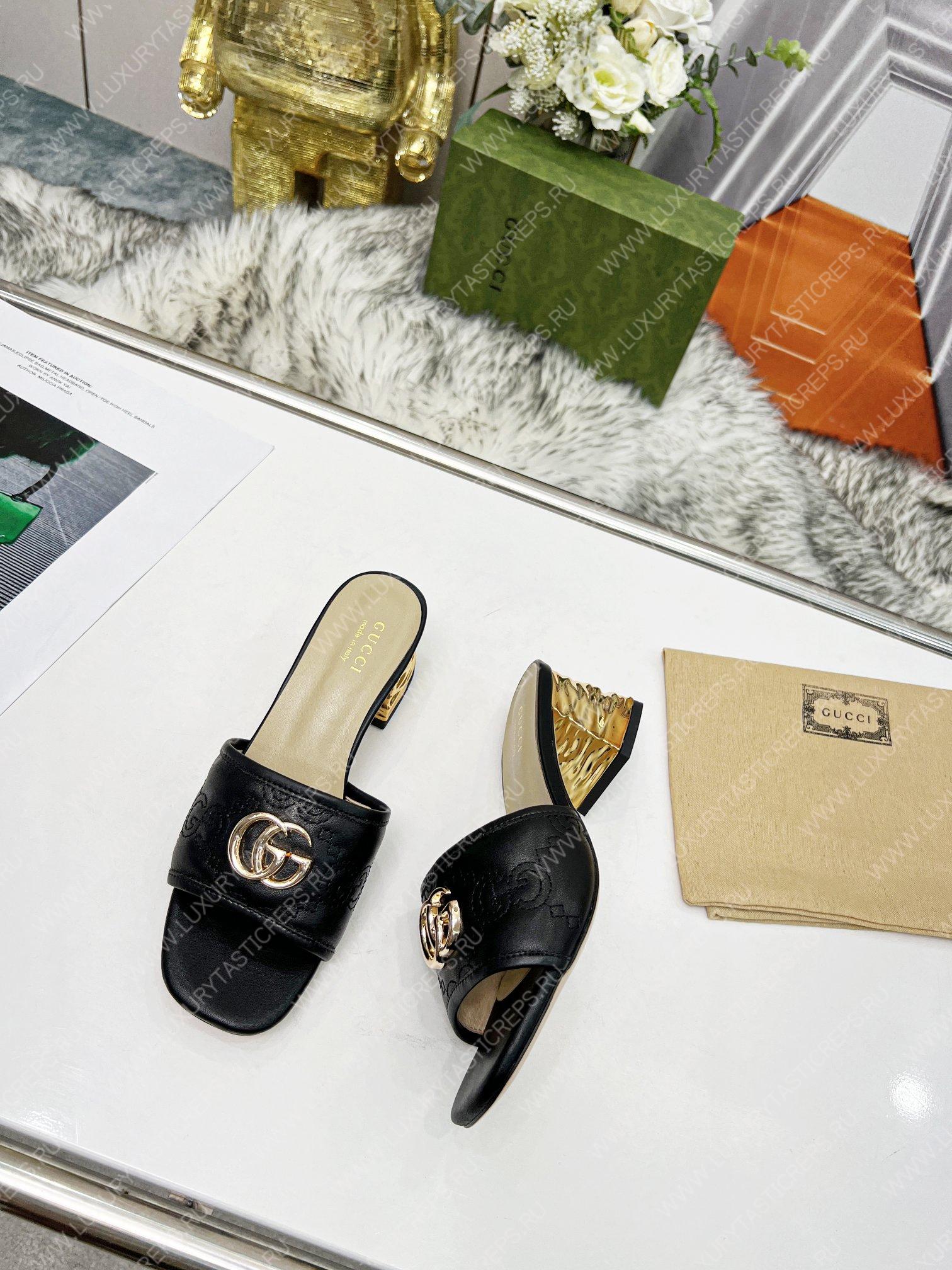 G*u*i jolie gg sup*e canvas and rubber slides black 1473721