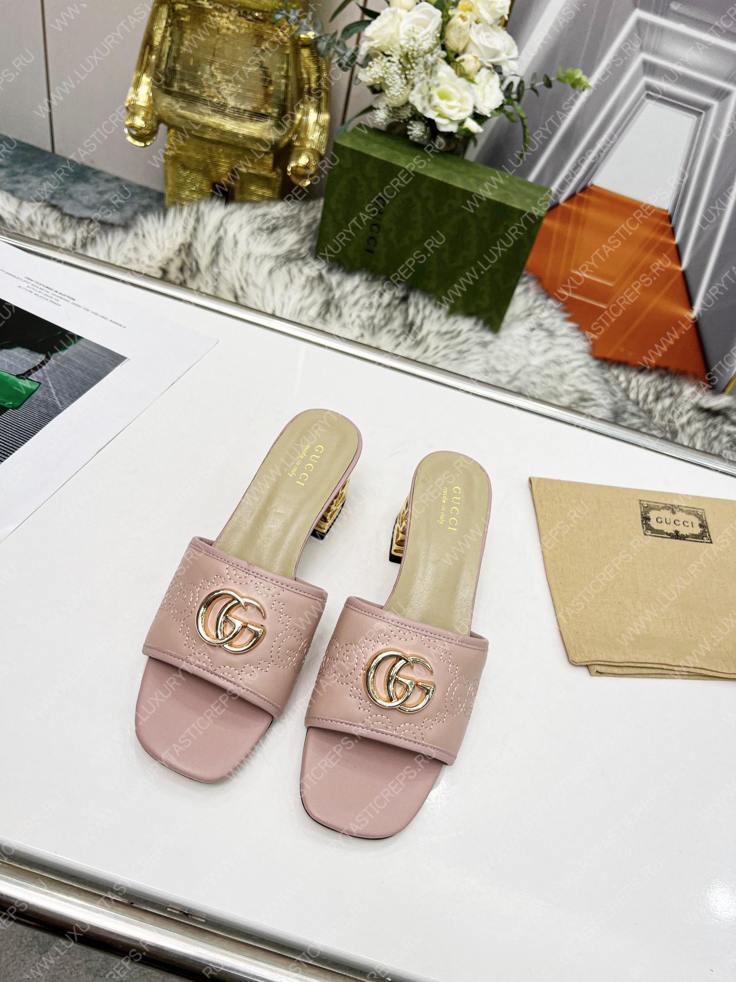 G*u*i jolie gg sup*e canvas and rubber slides rose pink 1473721
