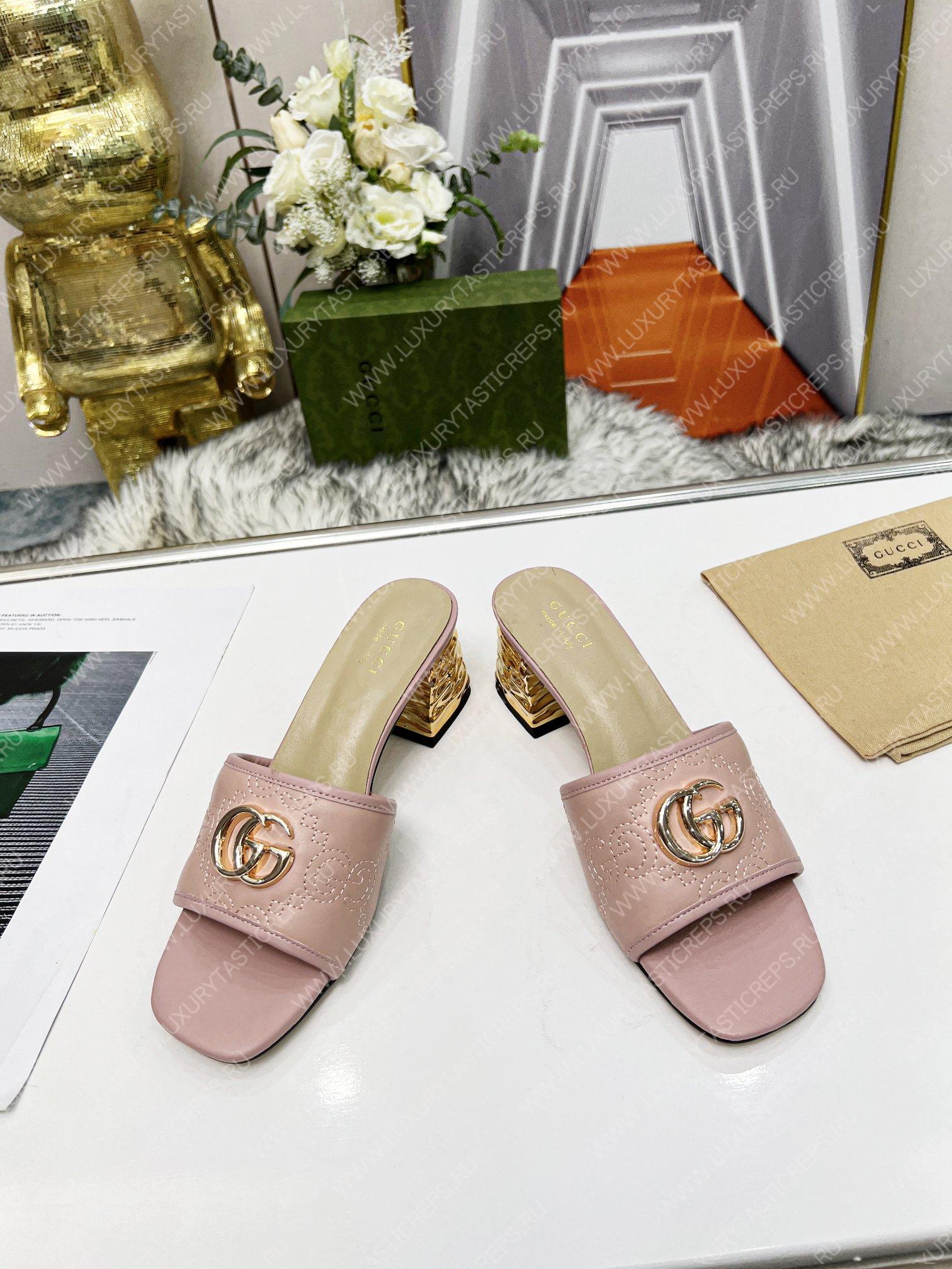 G*u*i jolie gg sup*e canvas and rubber slides rose pink 1473721
