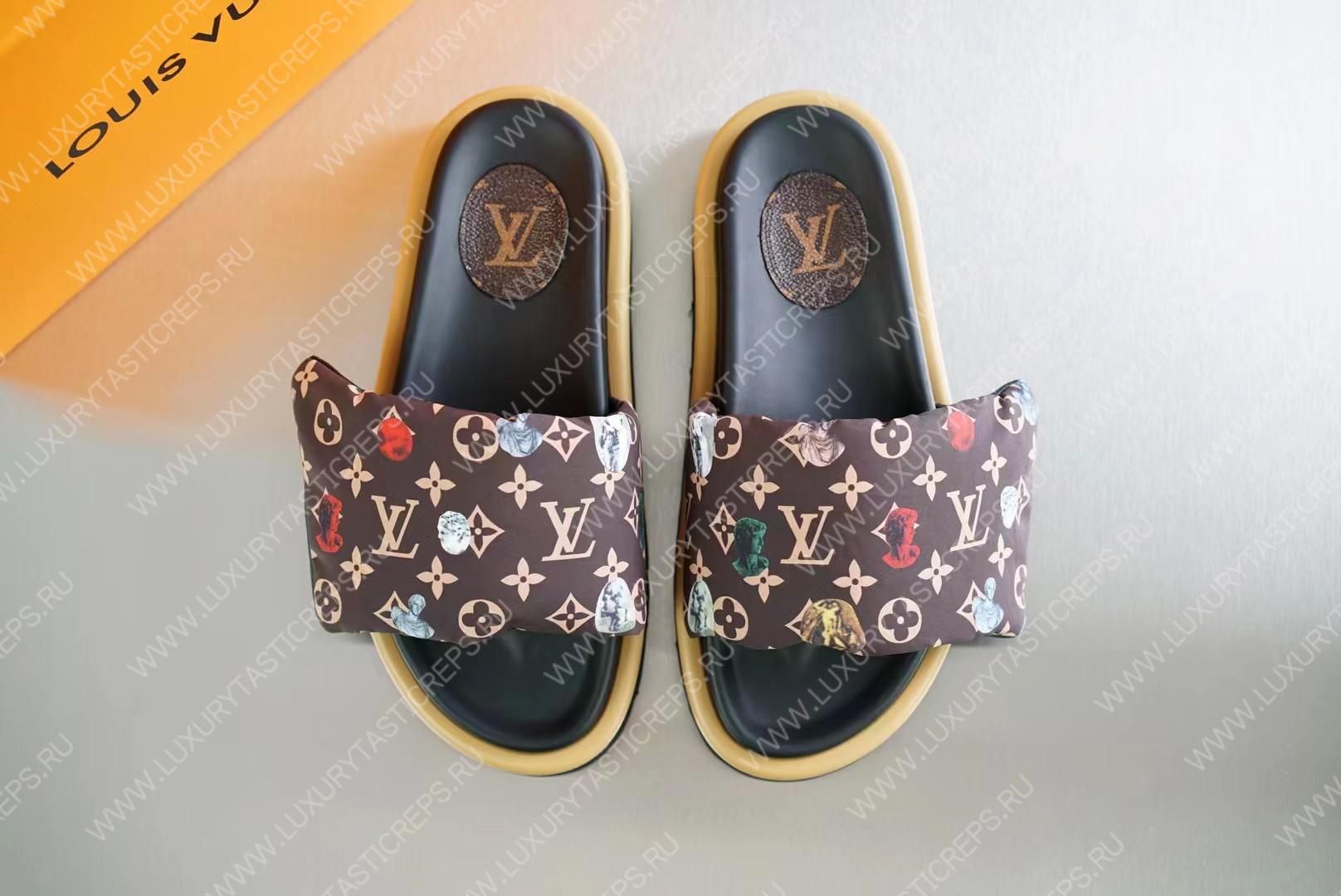 l**is V*t*n pool pillow flat comfort mule brown/multicolor 1aabkl