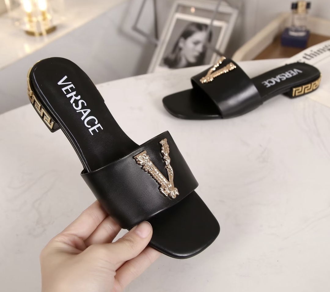 VERSACE GRECA MULES BLACK 1003221