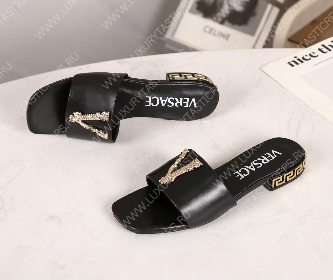 VERSACE GRECA MULES BLACK 1003221