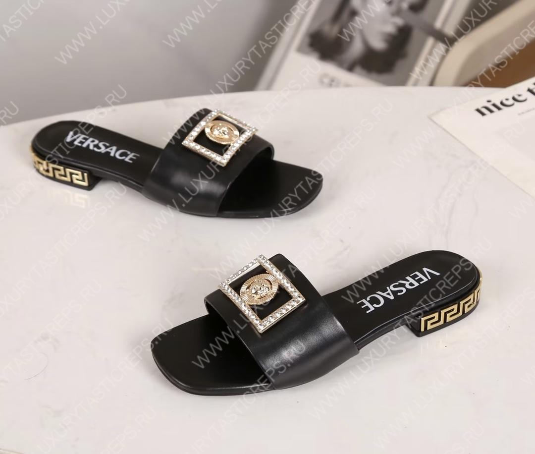 VERSACE GRECA MULES BLACK 1003221