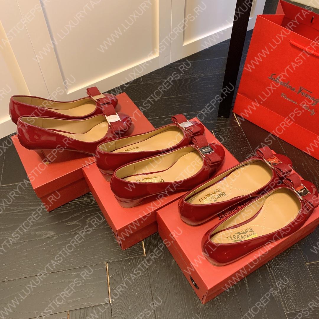 FERRAGAMO VERA BOW PUMP SHOE BURGUNDY 01B221