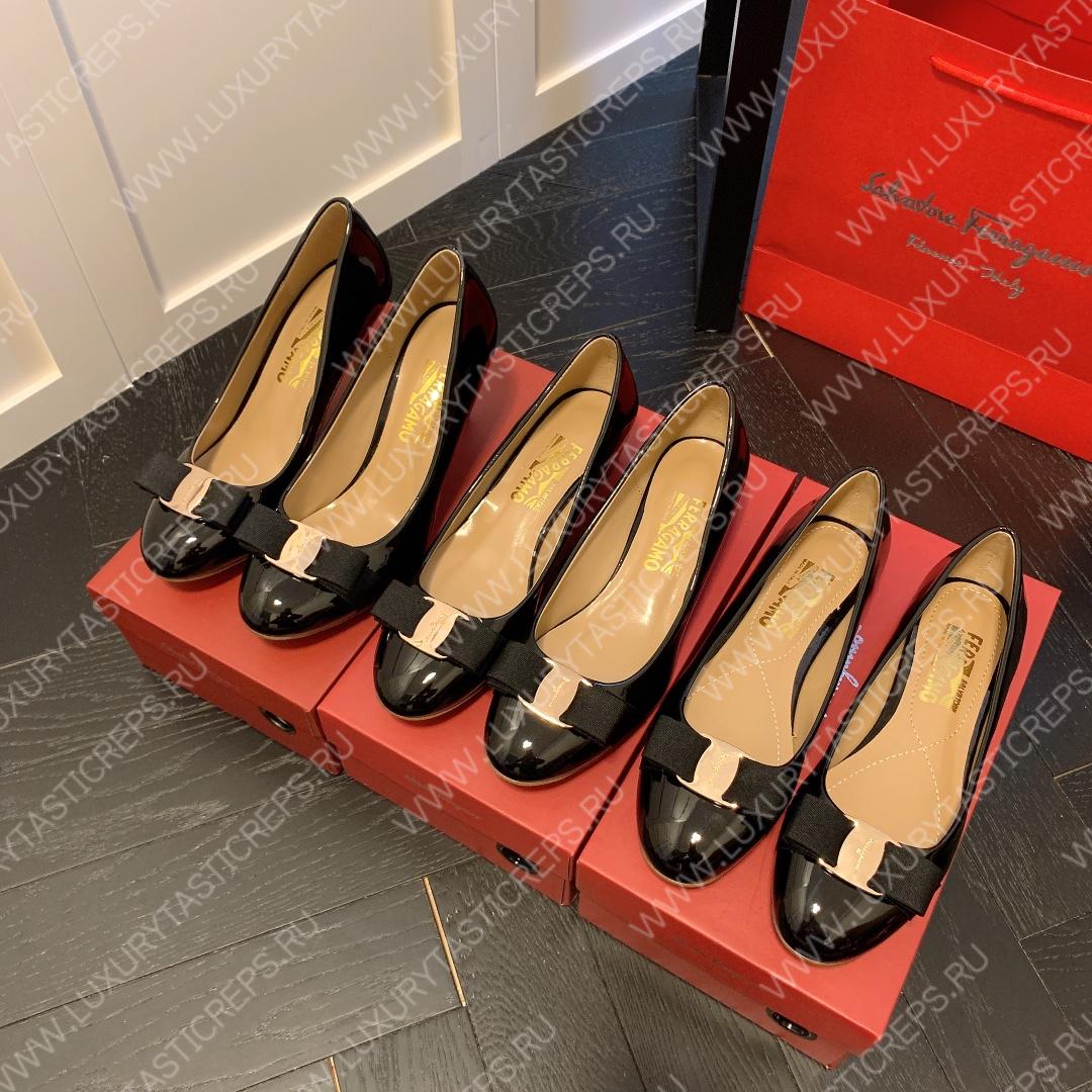 FERRAGAMO VERA BOW PUMP SHOE BLACK 01B221