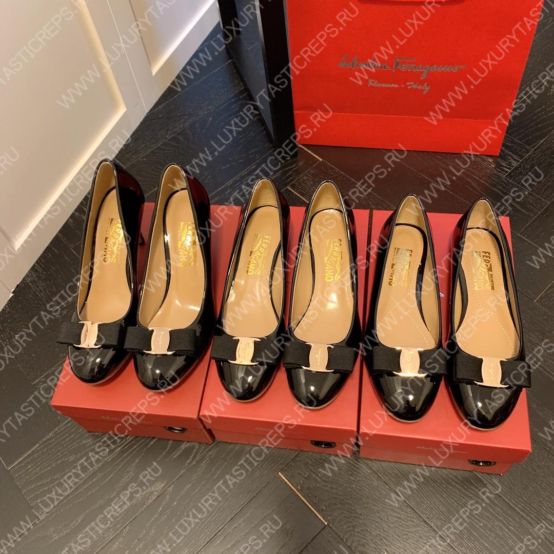 FERRAGAMO VERA BOW PUMP SHOE BLACK 01B221