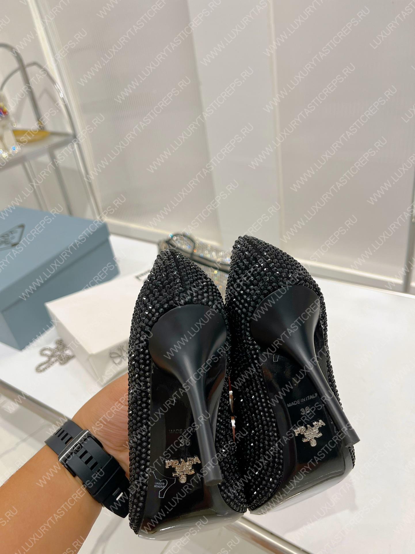 Pra*a slingback pump with crystals black crystal 1i001n