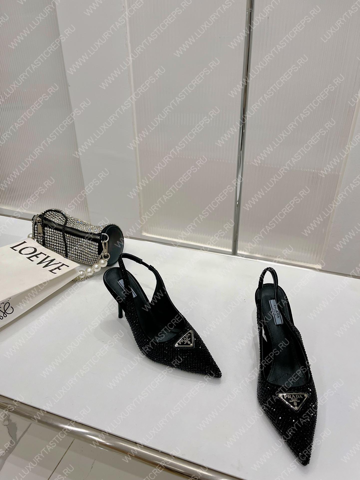 Pra*a rhinestone slingback pump black 1i002n
