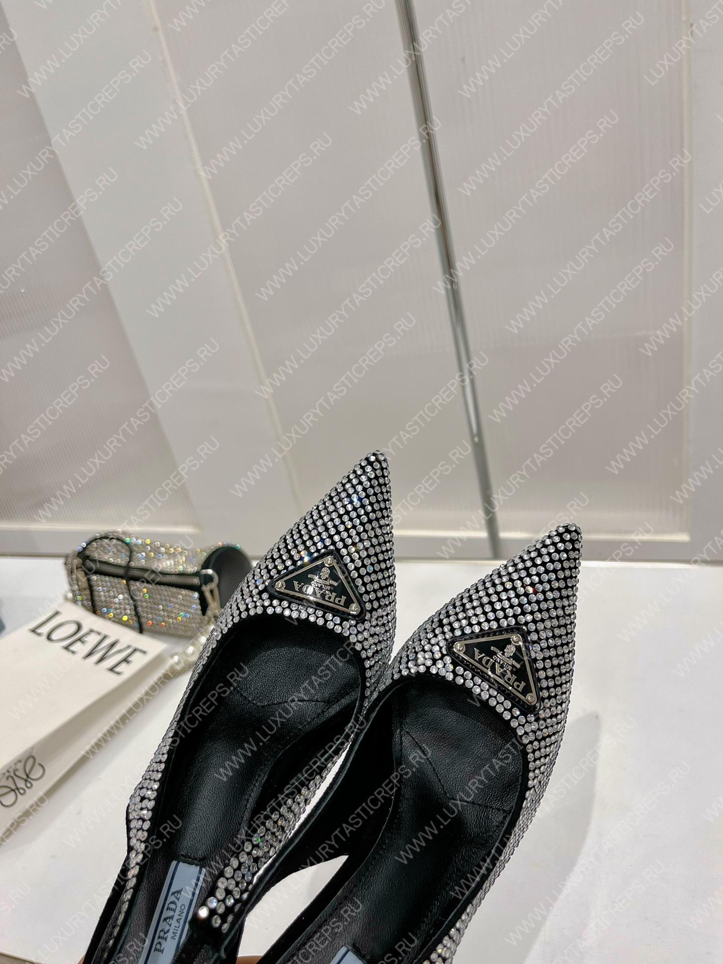 Pra*a rhinestone slingback pump black/white 1i002n