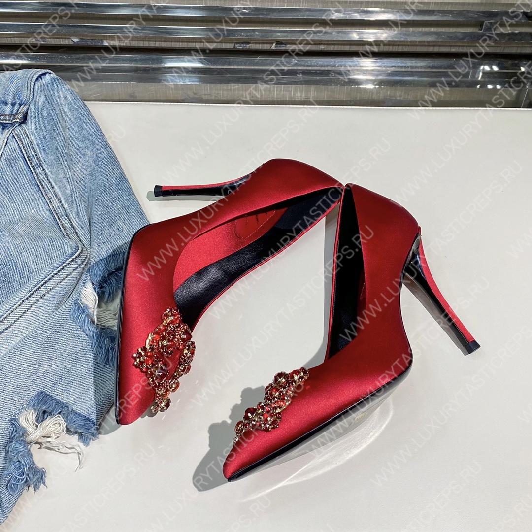 ROGER VIVER FLOWER STRASS BUCKLE PUMPS RED RVW4141