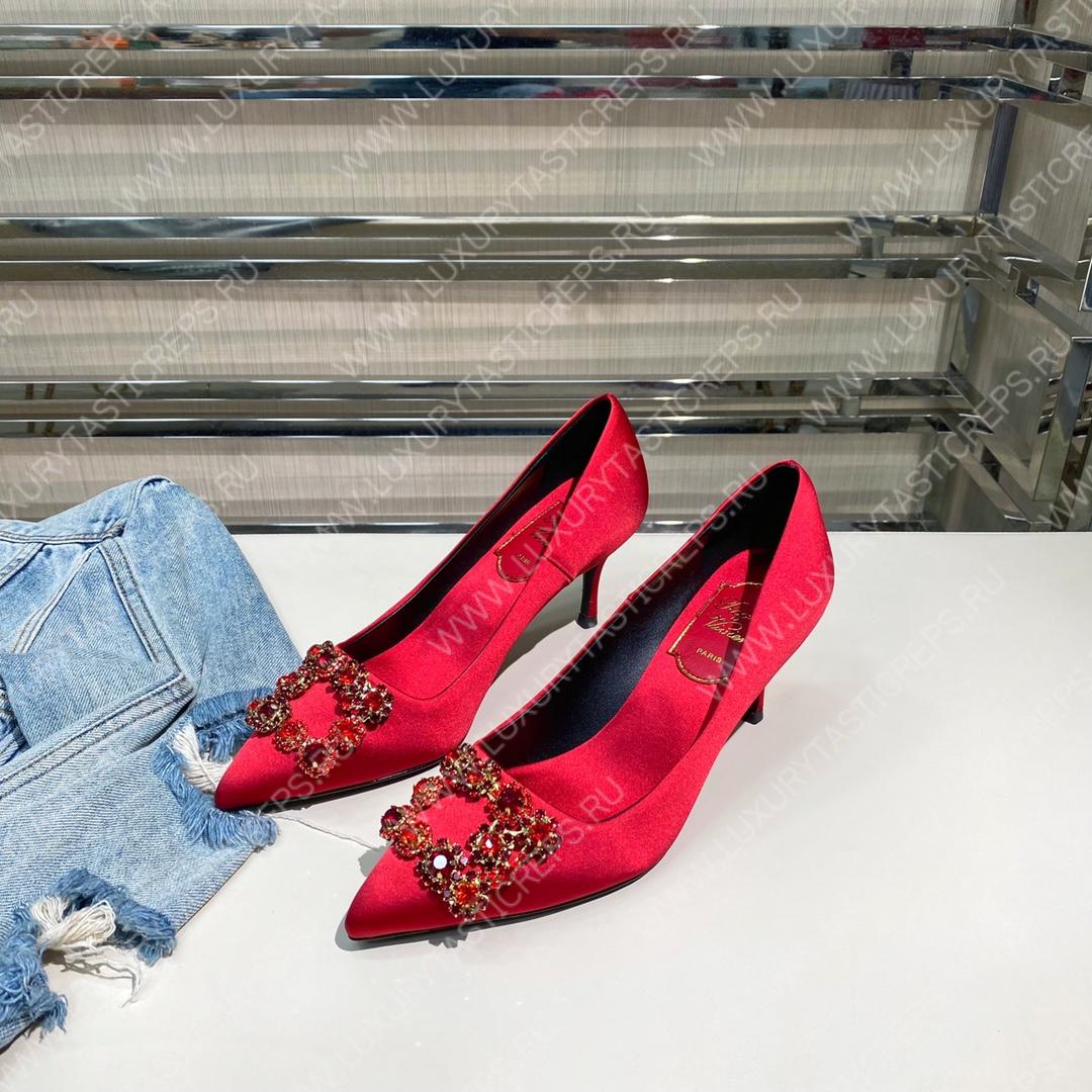 ROGER VIVER FLOWER STRASS BUCKLE PUMPS RED RVW4141