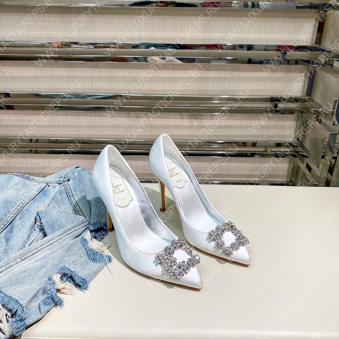 ROGER VIVER FLOWER STRASS BUCKLE PUMPS SILVER RVW4141