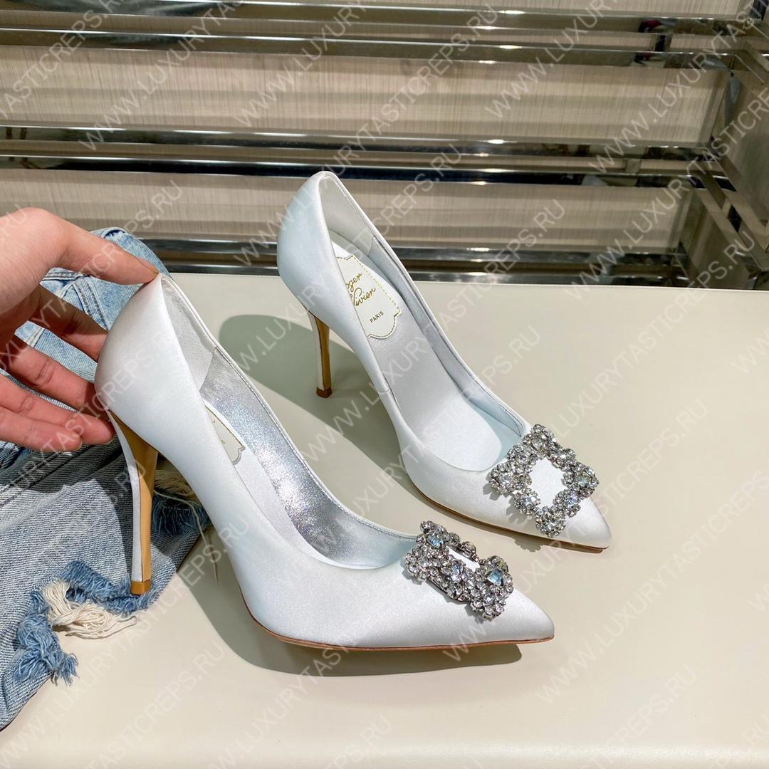ROGER VIVER FLOWER STRASS BUCKLE PUMPS SILVER RVW4141