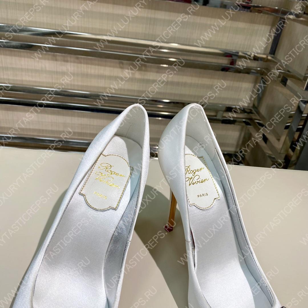 ROGER VIVER FLOWER STRASS BUCKLE PUMPS SILVER RVW4141