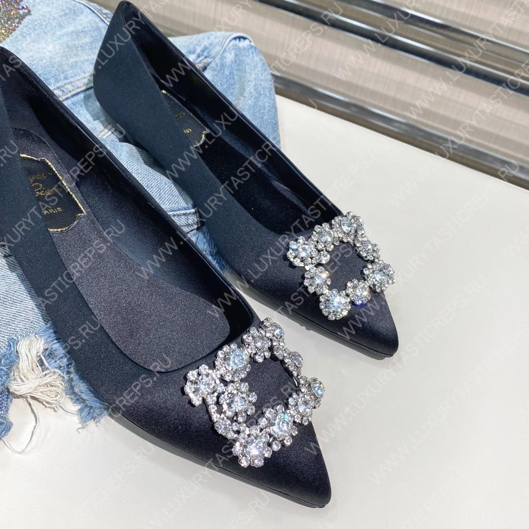 ROGER VIVER FLOWER STRASS BUCKLE PUMPS BLACK RVW4141
