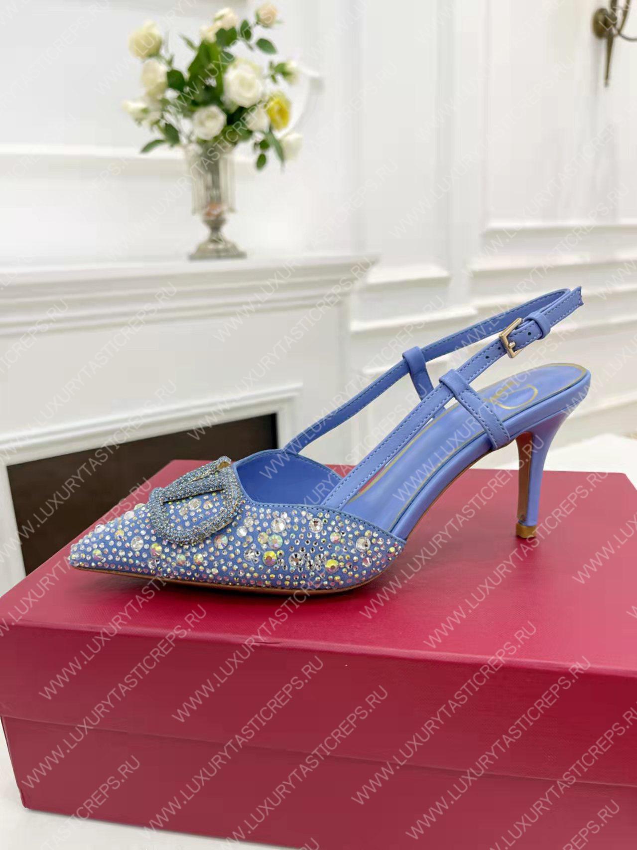 VALENTINO VLOGO SIGNATURE SLINGBACK PUMP BLUE ZW2S0R01MZF0NO