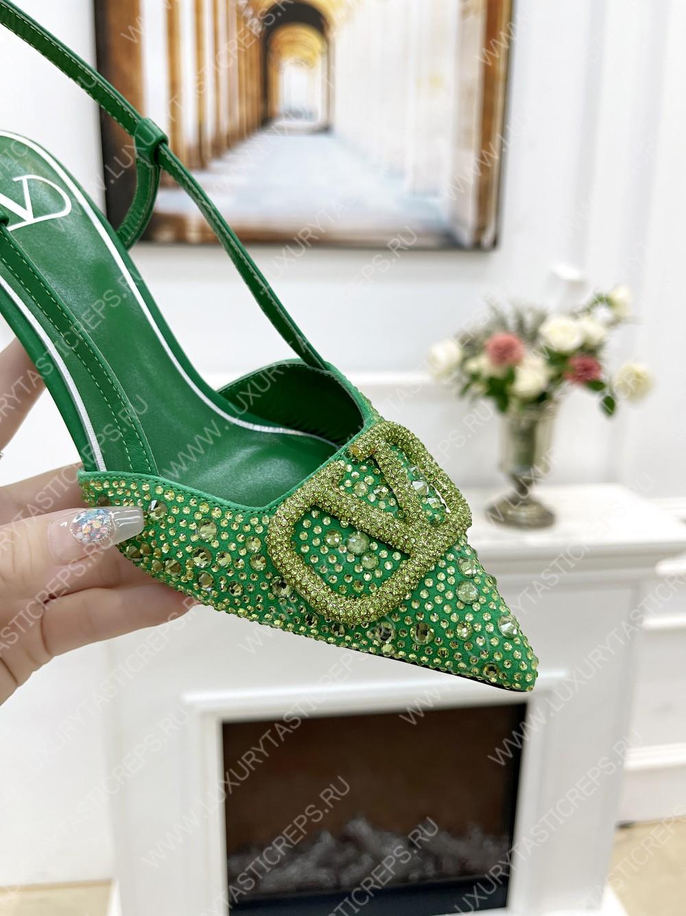 VALENTINO VLOGO SIGNATURE SLINGBACK PUMP GREEN ZW2S0R01MZF0NO