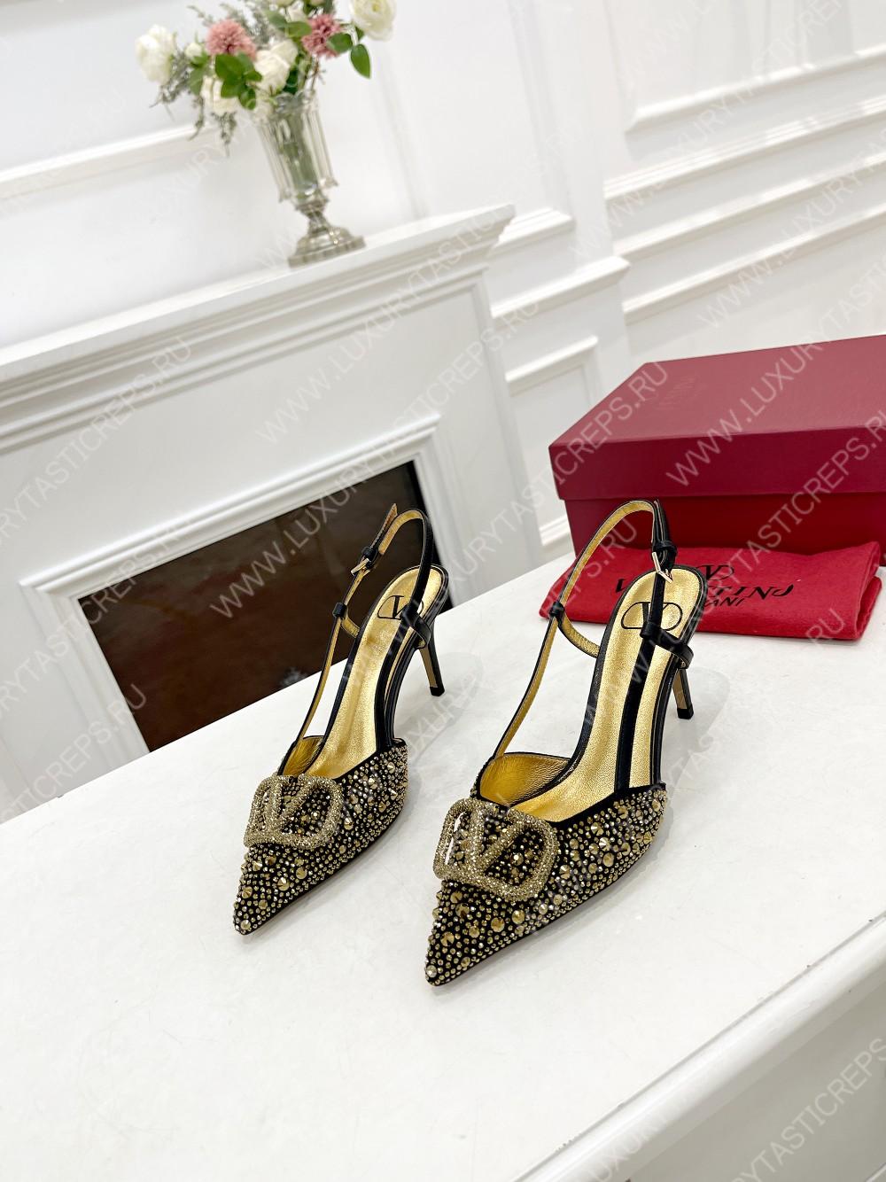 VALENTINO VLOGO SIGNATURE SLINGBACK PUMP BLACK ZW2S0R01MZF0NO