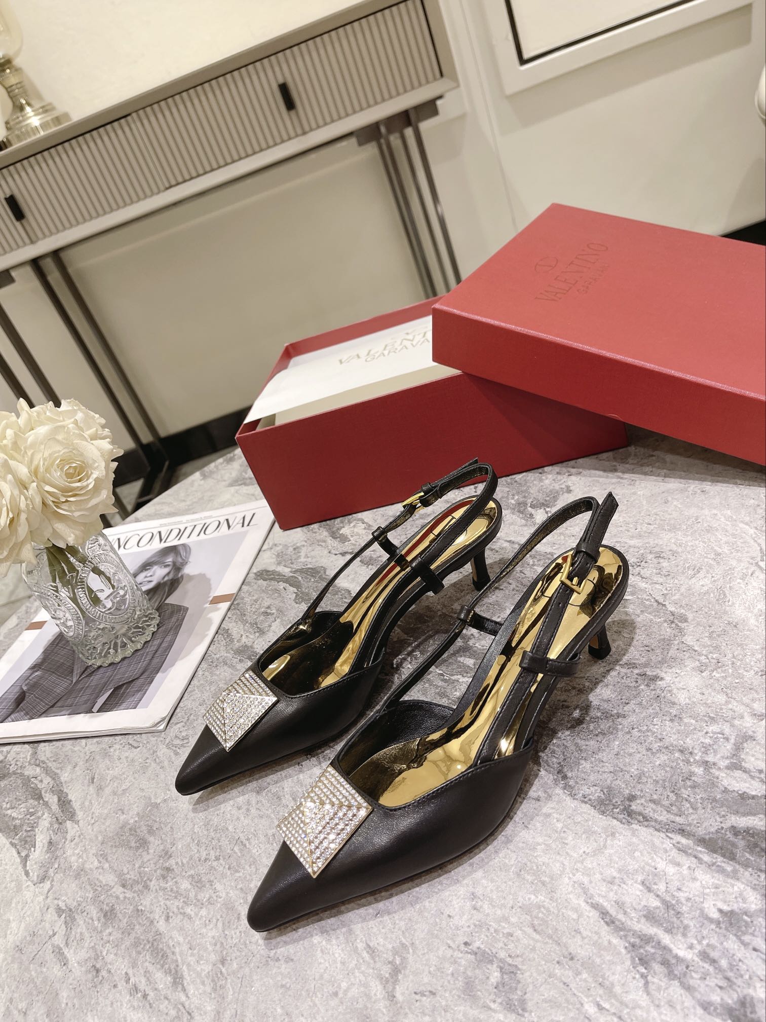 VALENTINO SLINGBACK BLACK WS0R01TMK