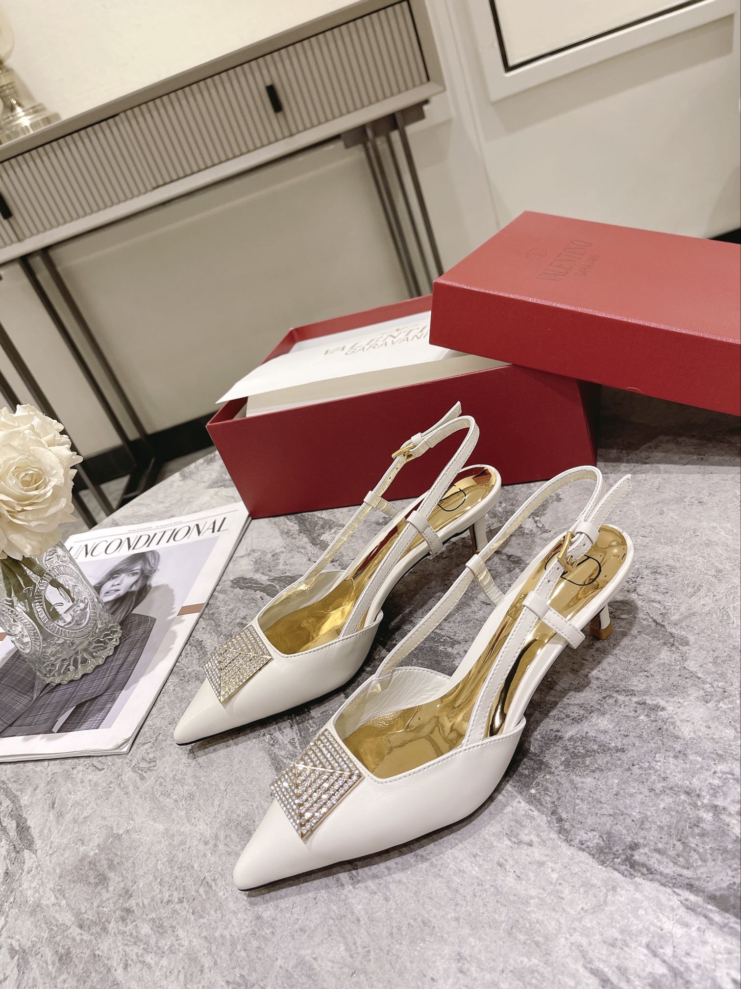 VALENTINO SLINGBACK WHITE WS0R01TMK