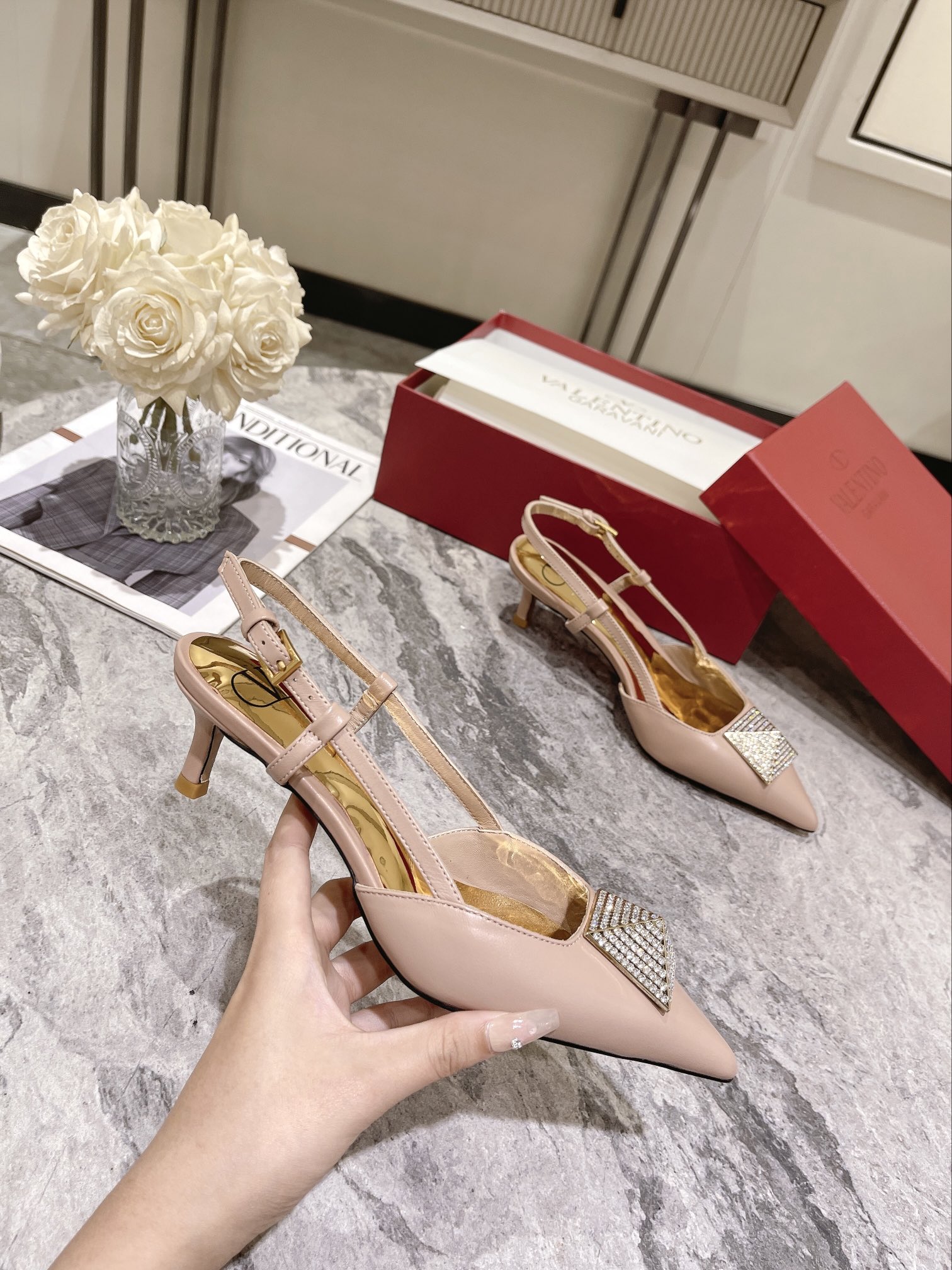 VALENTINO SLINGBACK ROSE CANNELLE WS0R01TMK