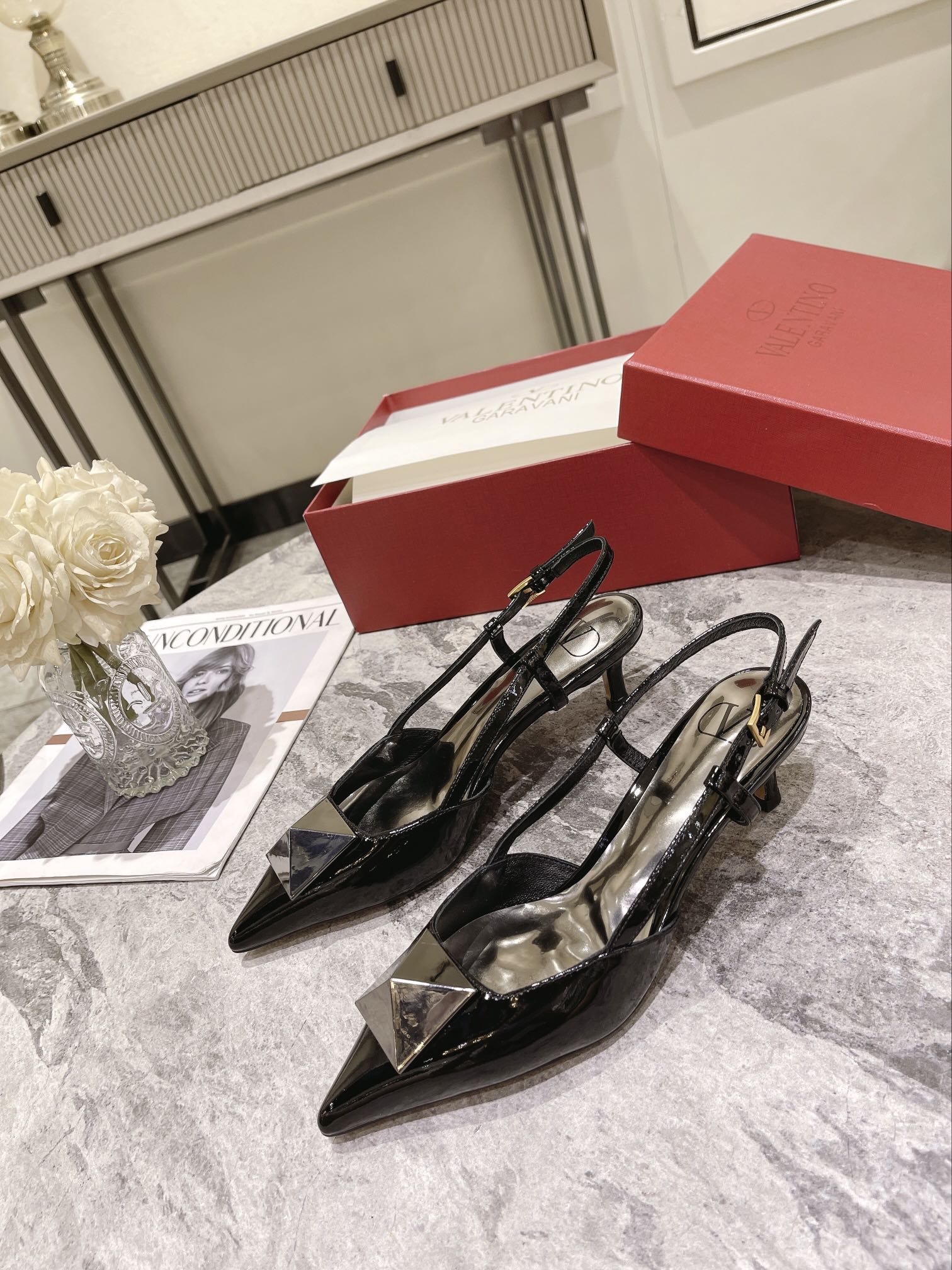 VALENTINO SLINGBACK BLACK WS0R01TMK