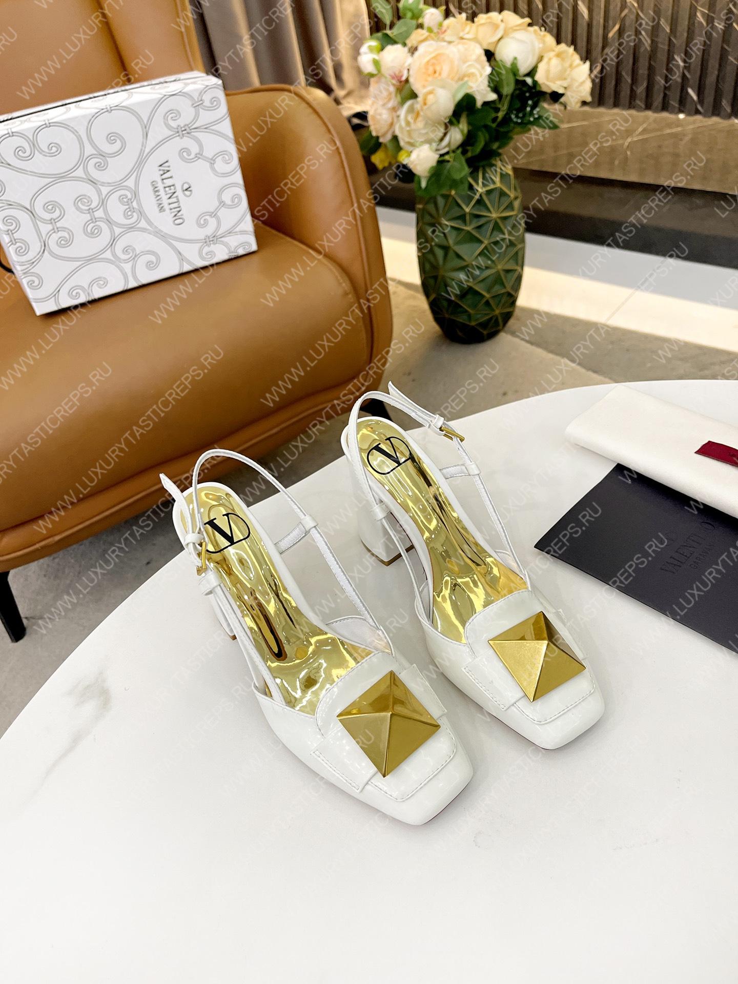 VALENTINO ONE STUD LEATHER SLINGBACK WHITE 1W2S0ER2LAFGF9