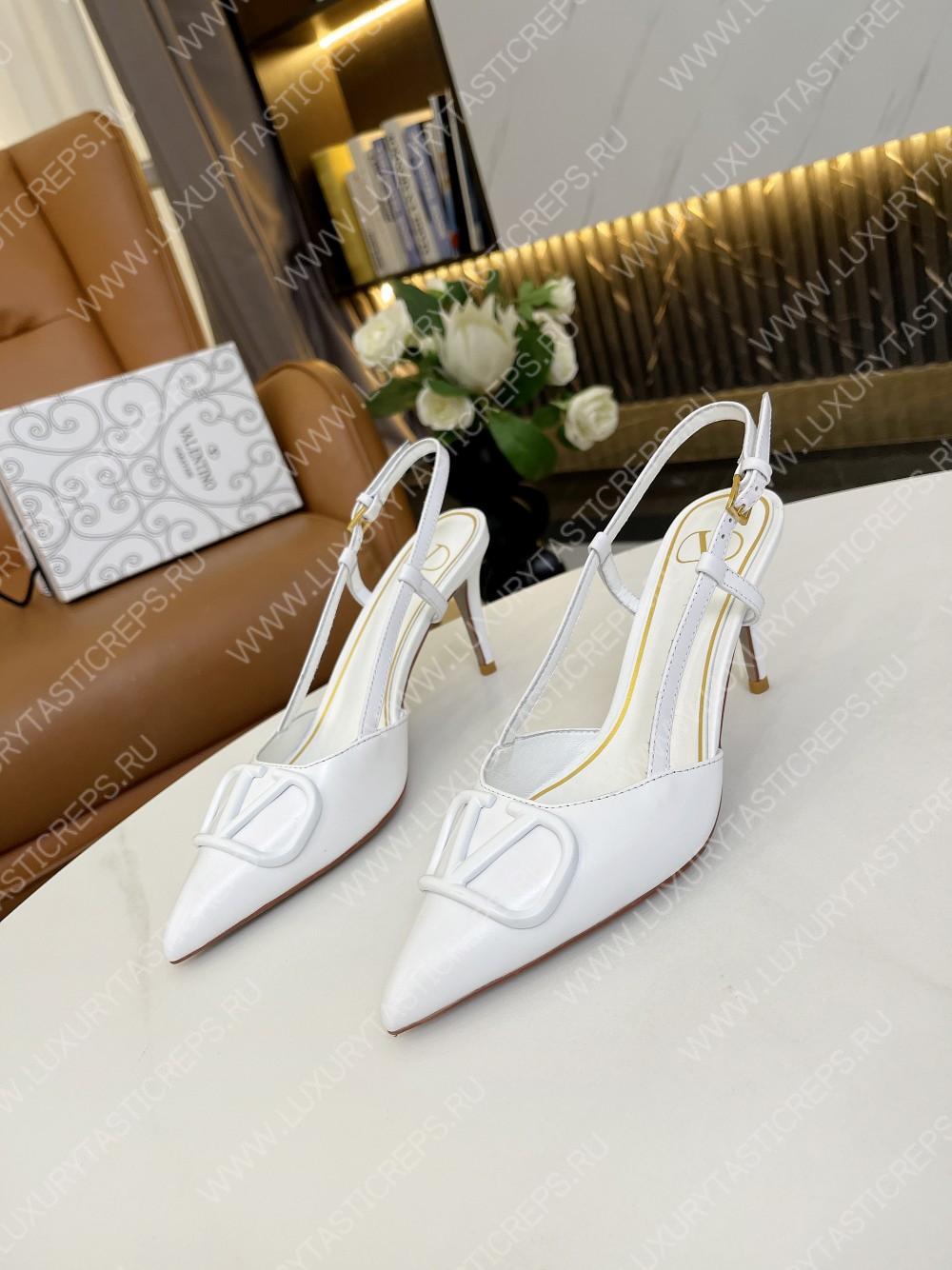 VALENTINO VLOGO SIGNATURE SLINGBACK PUMP WHITE 2W2S0R01TMK