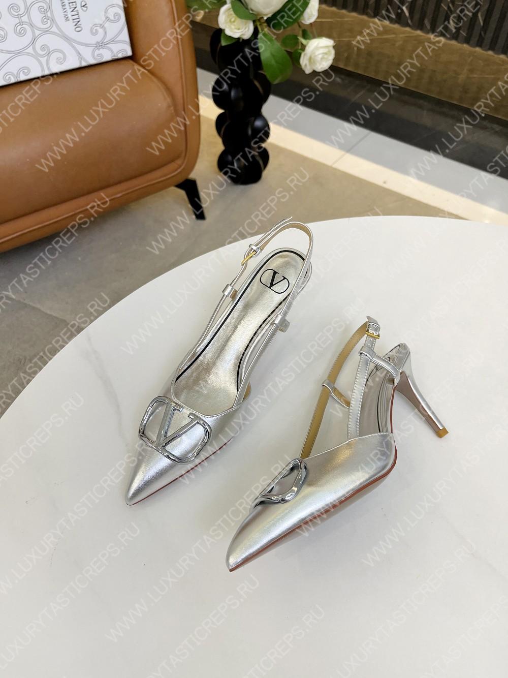 VALENTINO VLOGO SIGNATURE SLINGBACK PUMP SILVER 2W2S0R01TMK