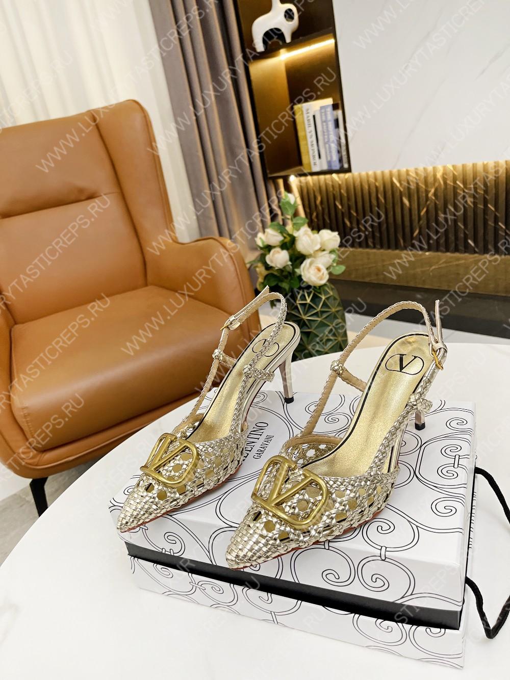 VALENTINO VLOGO SIGNATURE SLINGBACK PUMP PLATINUM 2W2S0R01TMK