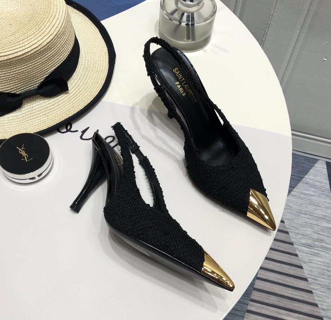 YVES SAINT LAURENT KISS SLINGBACK PUMPS BLACK 7315201TV001000