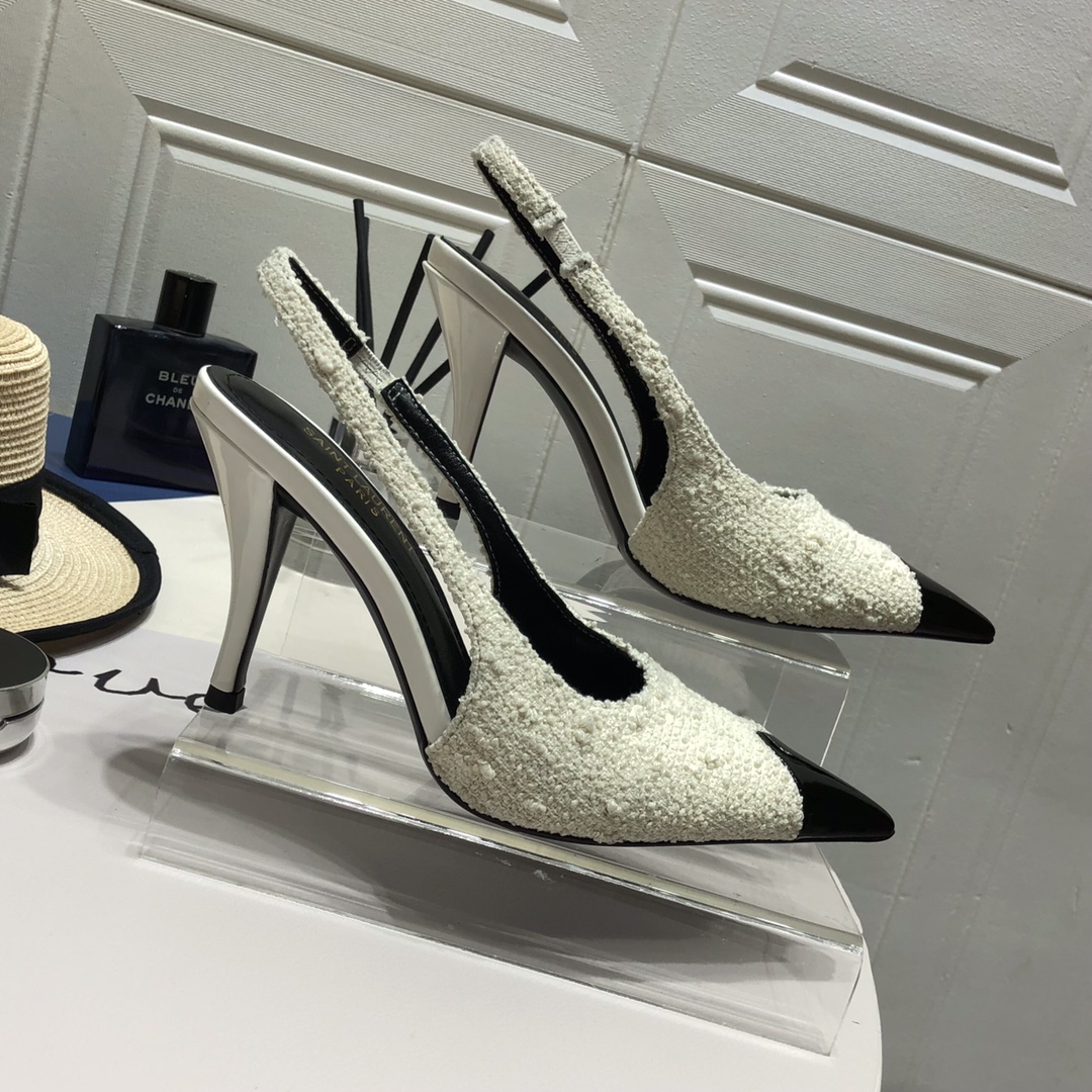 YVES SAINT LAURENT KISS SLINGBACK PUMPS WHITE 7315201TV001000