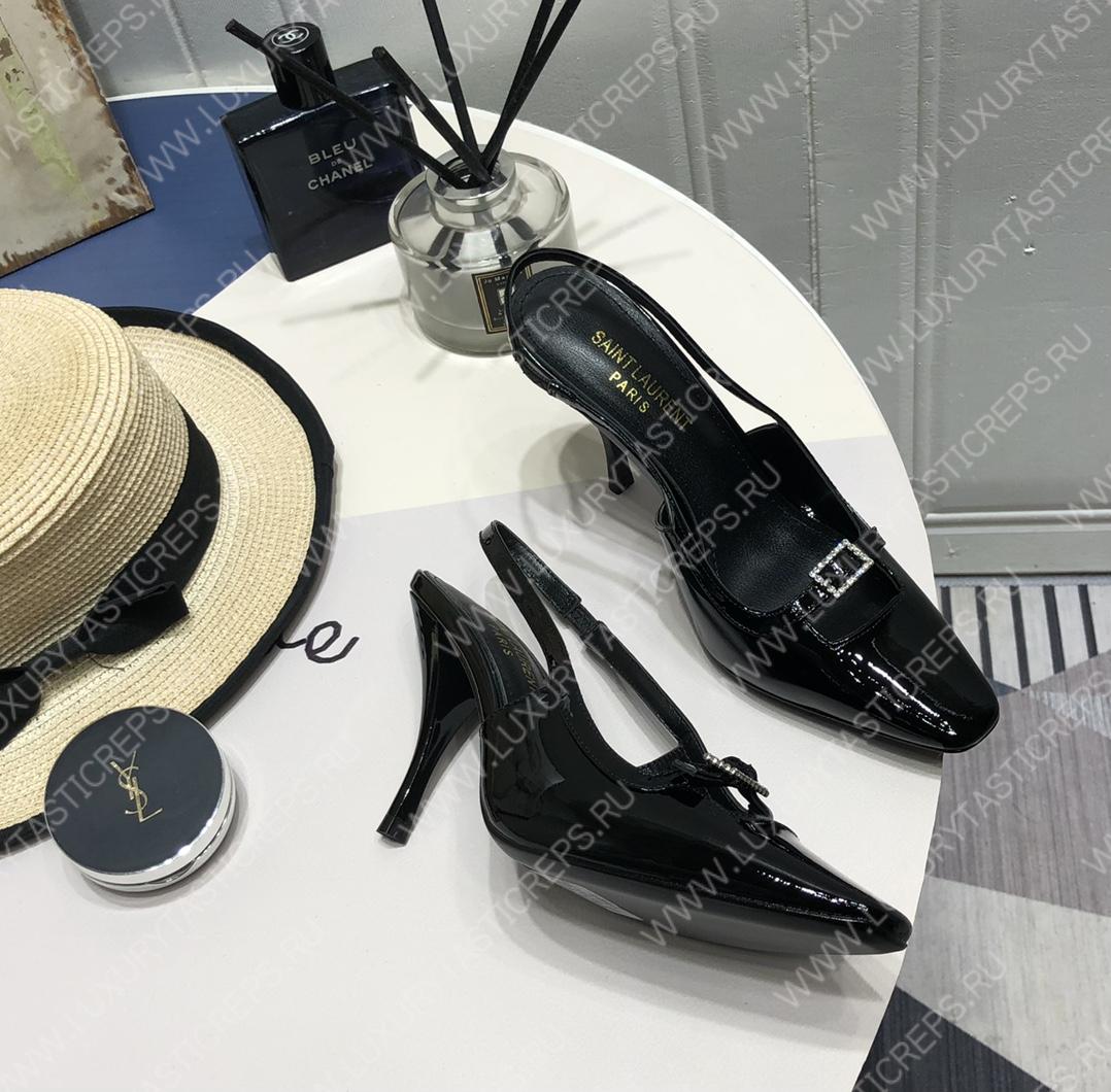 YVES SAINT LAURENT BLADE SLINGBACK PUMPS BLACK 660540AKPNN1000