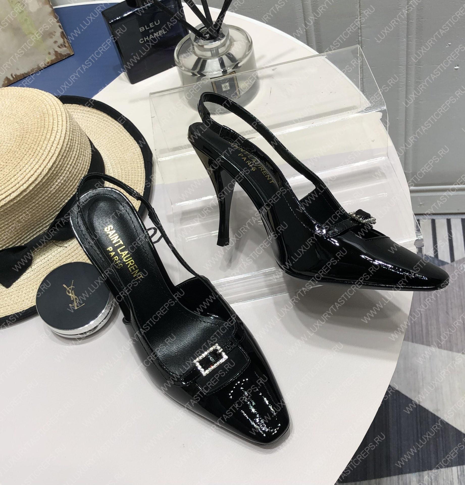 YVES SAINT LAURENT BLADE SLINGBACK PUMPS BLACK 660540AKPNN1000