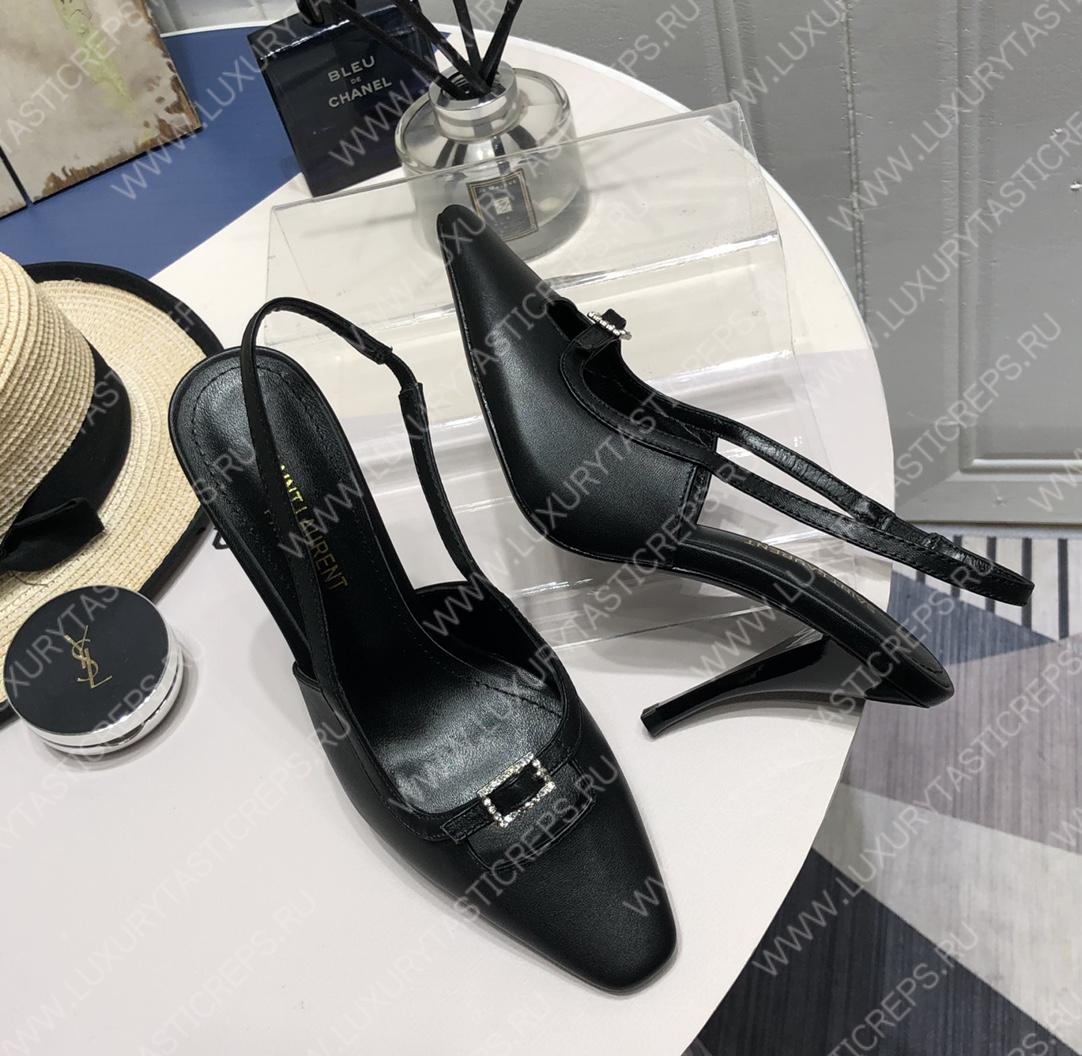 YVES SAINT LAURENT BLADE SLINGBACK PUMPS BLACK 660540AKPNN1000
