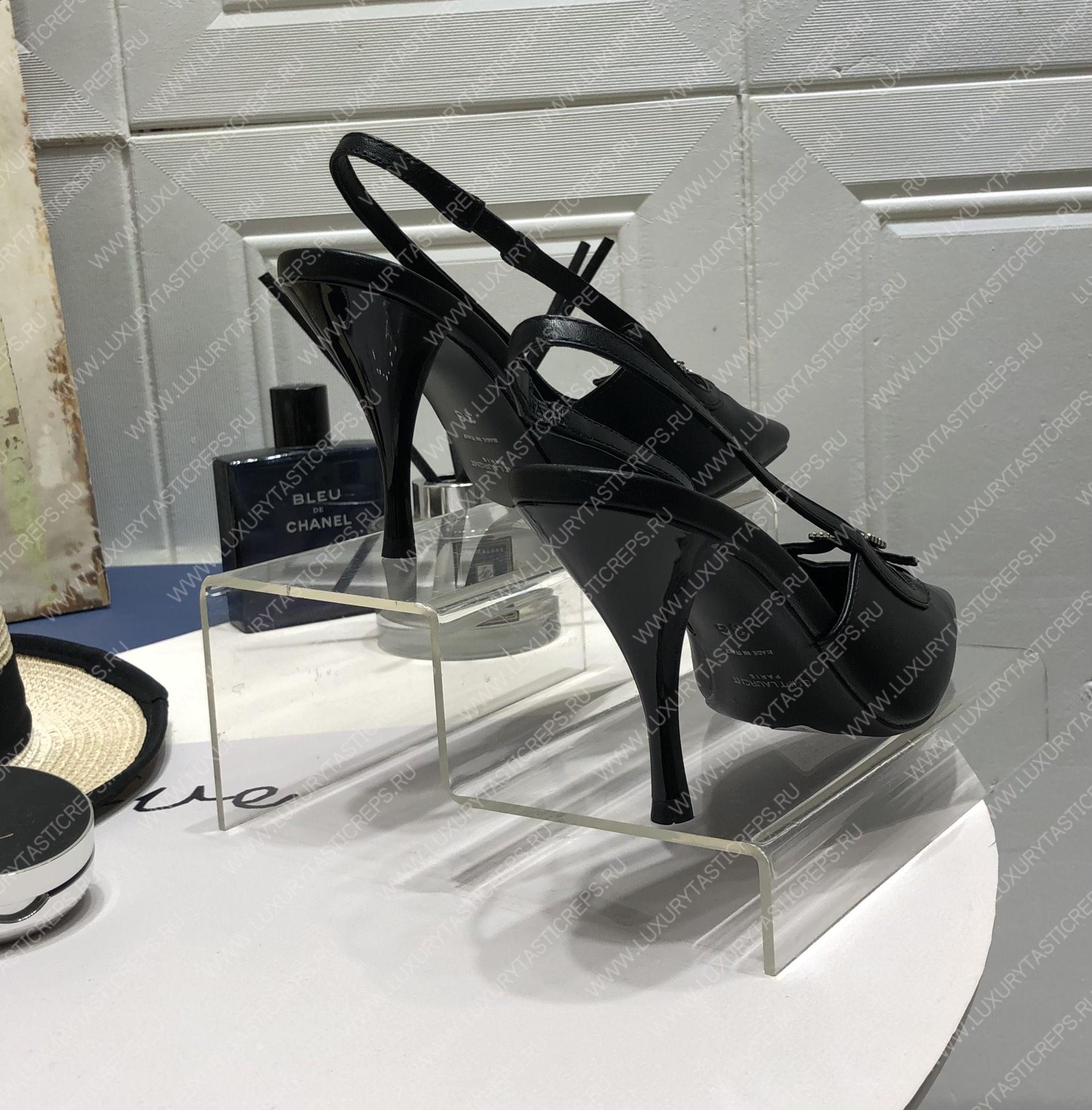 YVES SAINT LAURENT BLADE SLINGBACK PUMPS BLACK 660540AKPNN1000