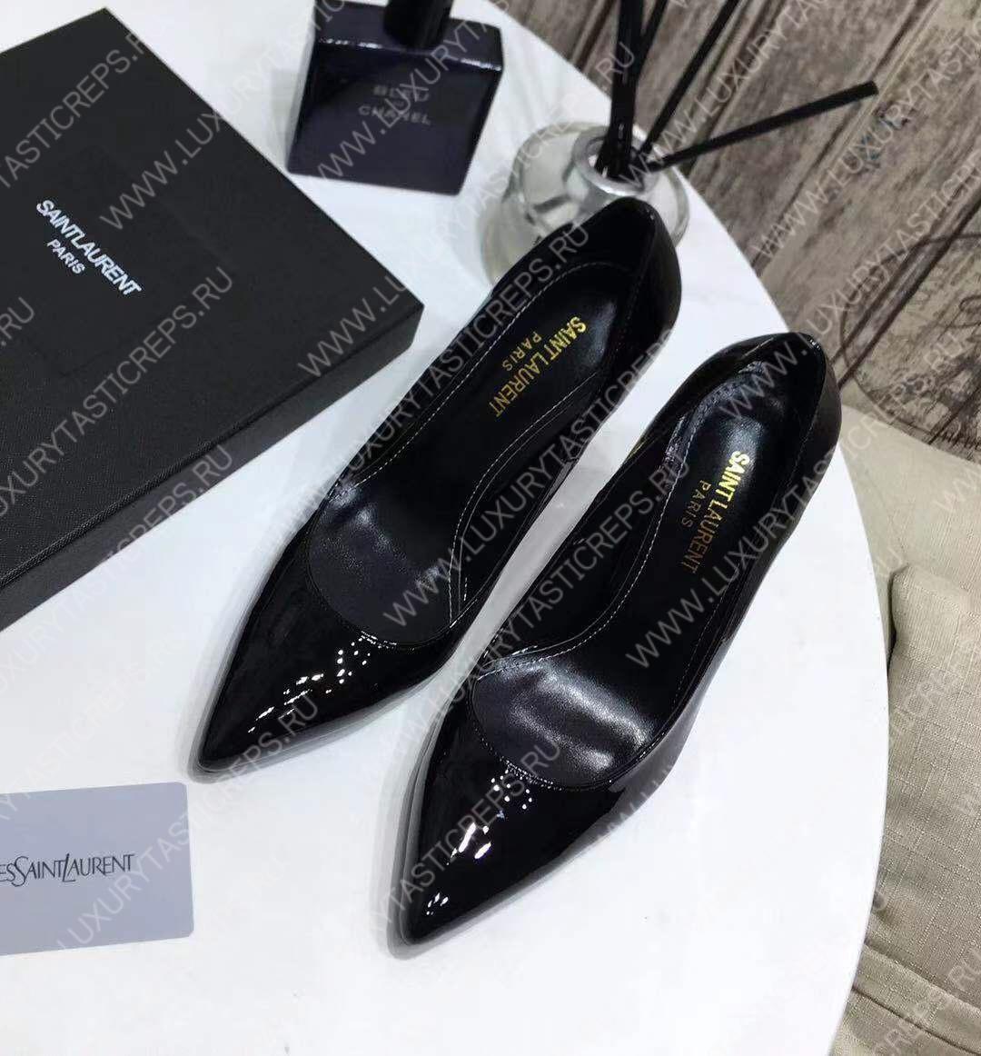 YVES SAINT LAURENT OPYM LOGO HEEL LEATHER PUMPS BLACK 472011D6CVV
