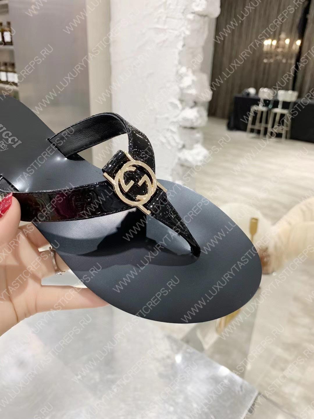 G*u*i gg black thong sandals black 612138