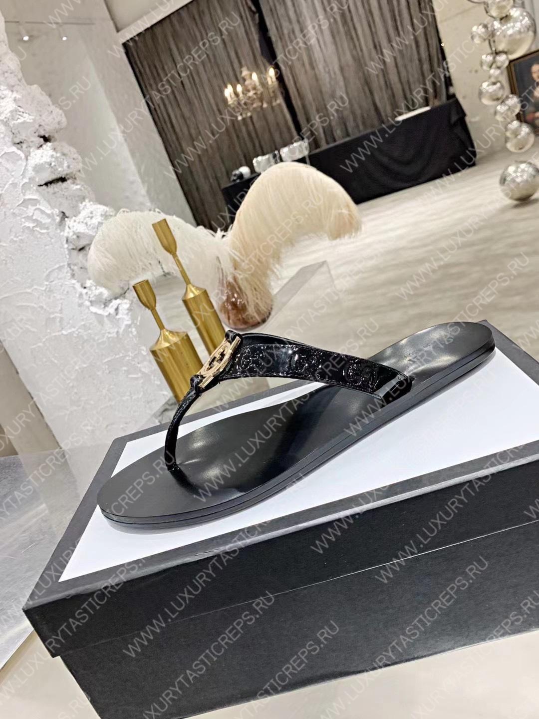G*u*i gg black thong sandals black 612138