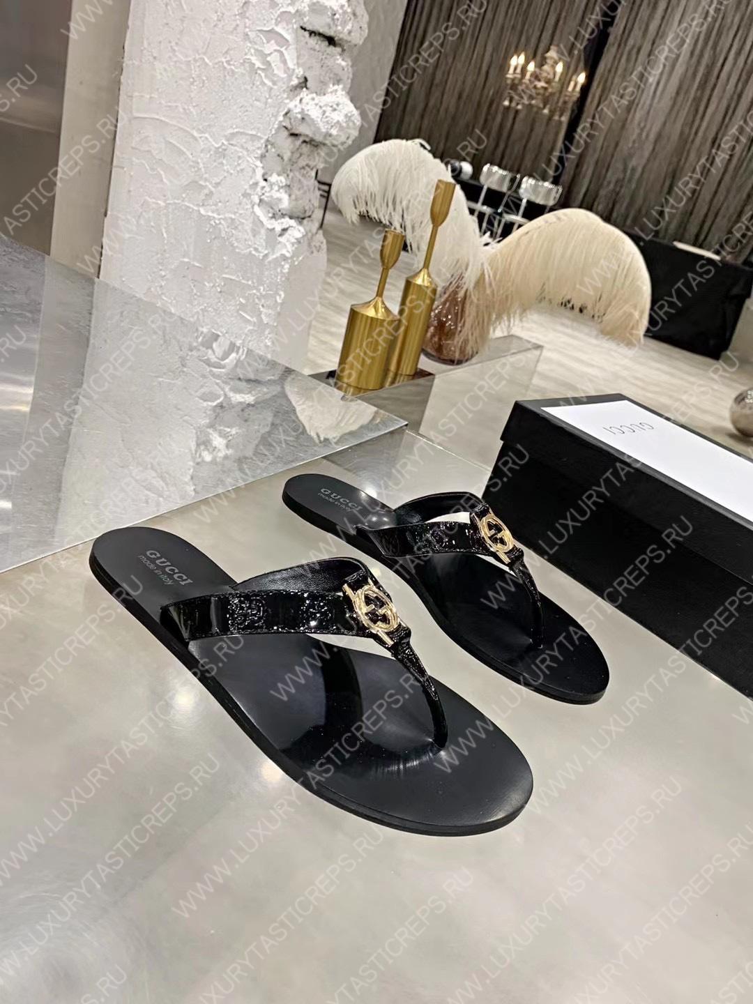G*u*i gg black thong sandals black 612138