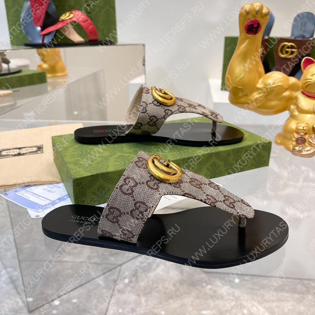 G*u*i blondie thong sandal beige & camel 739048