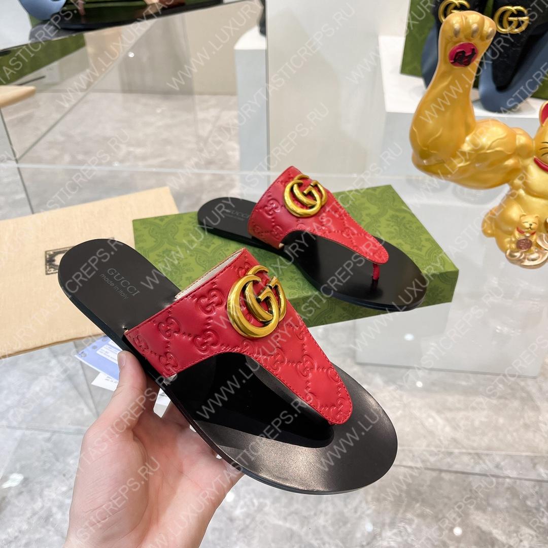 G*u*i interlocking g thong sandal red 739048