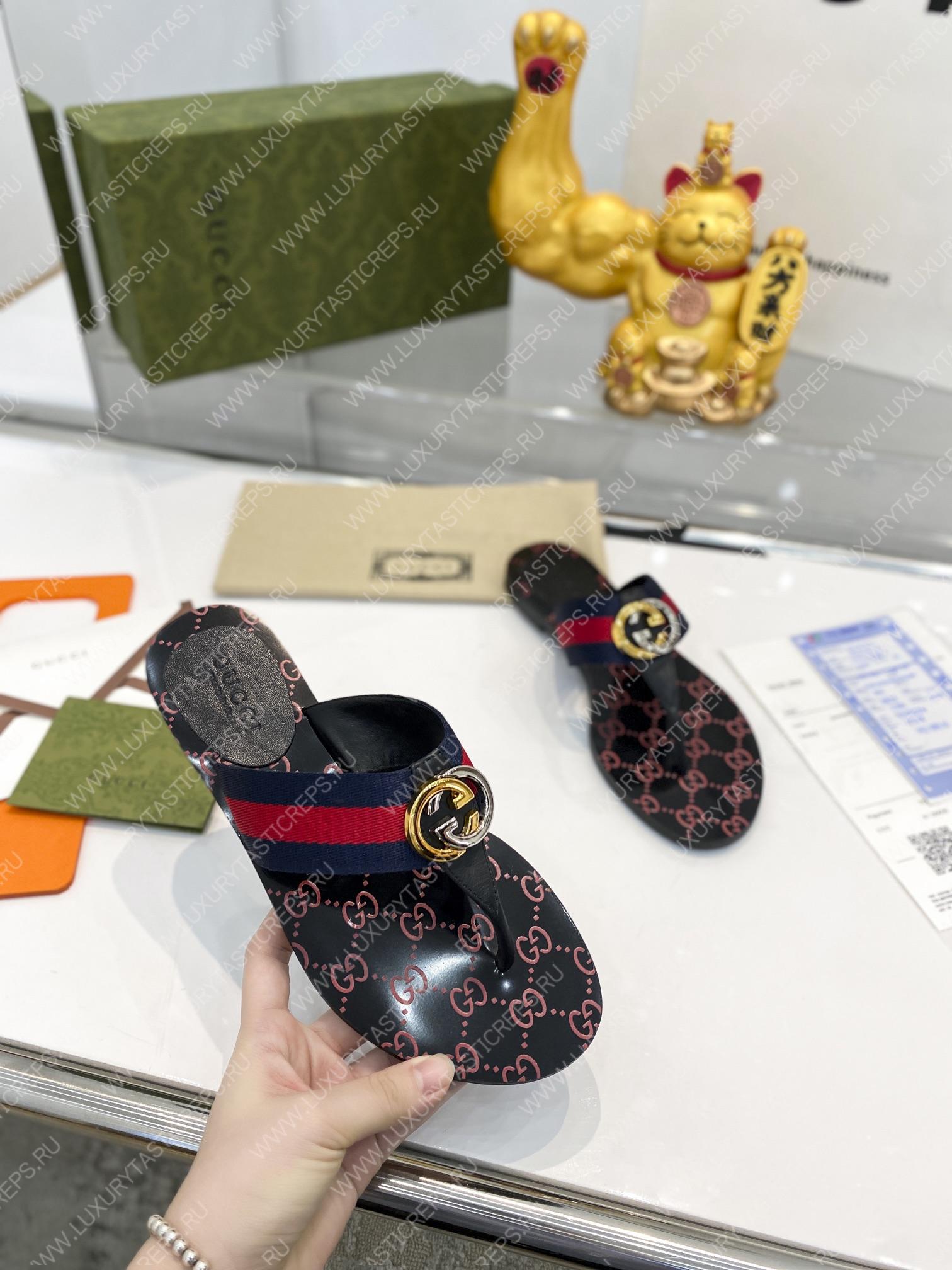 G*u*i gg thong web sandal red and blue 612138
