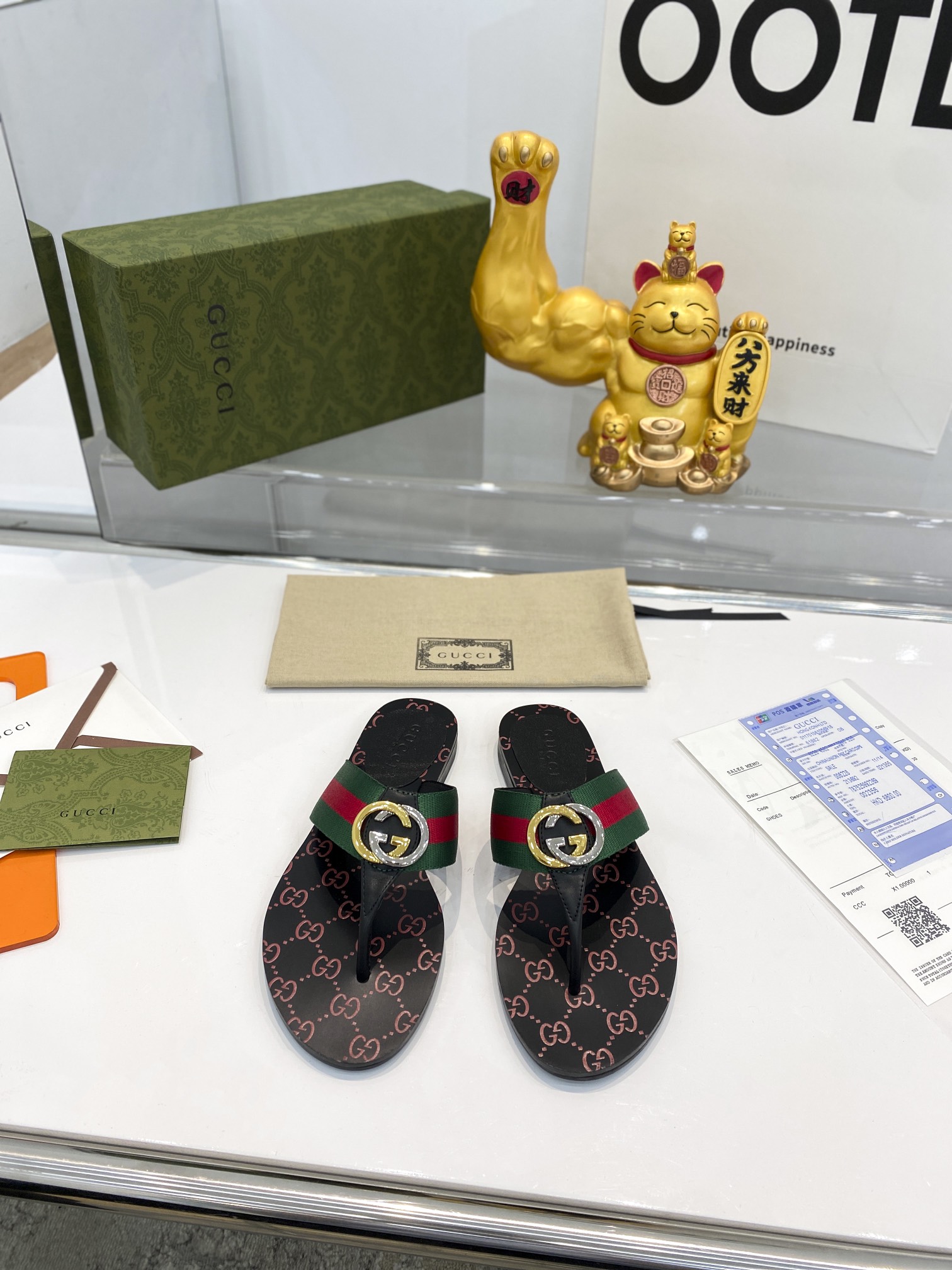 G*u*i gg thong web sandal green and red 612138