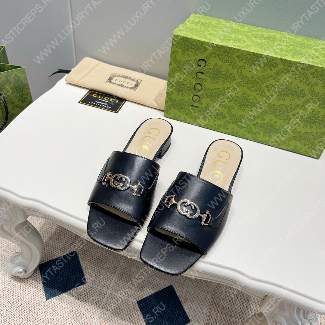G*u*i interlocking g sandal black 694451