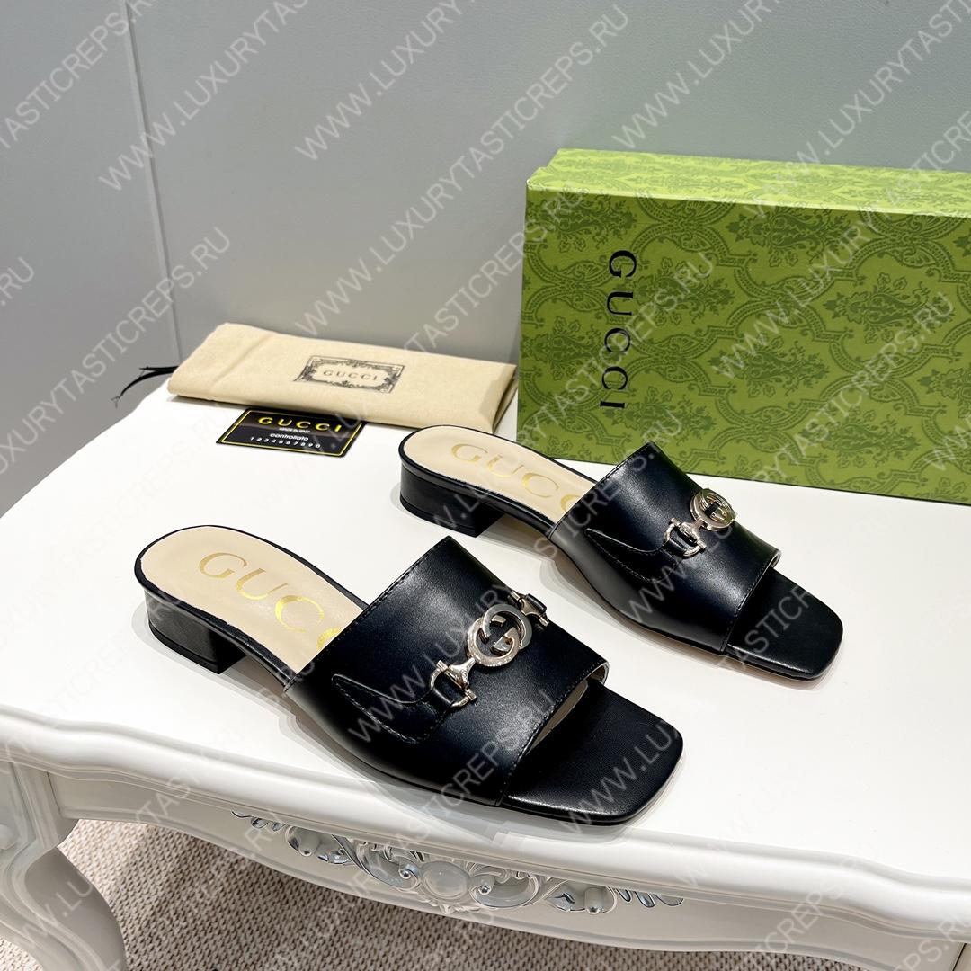 G*u*i interlocking g sandal black 694451