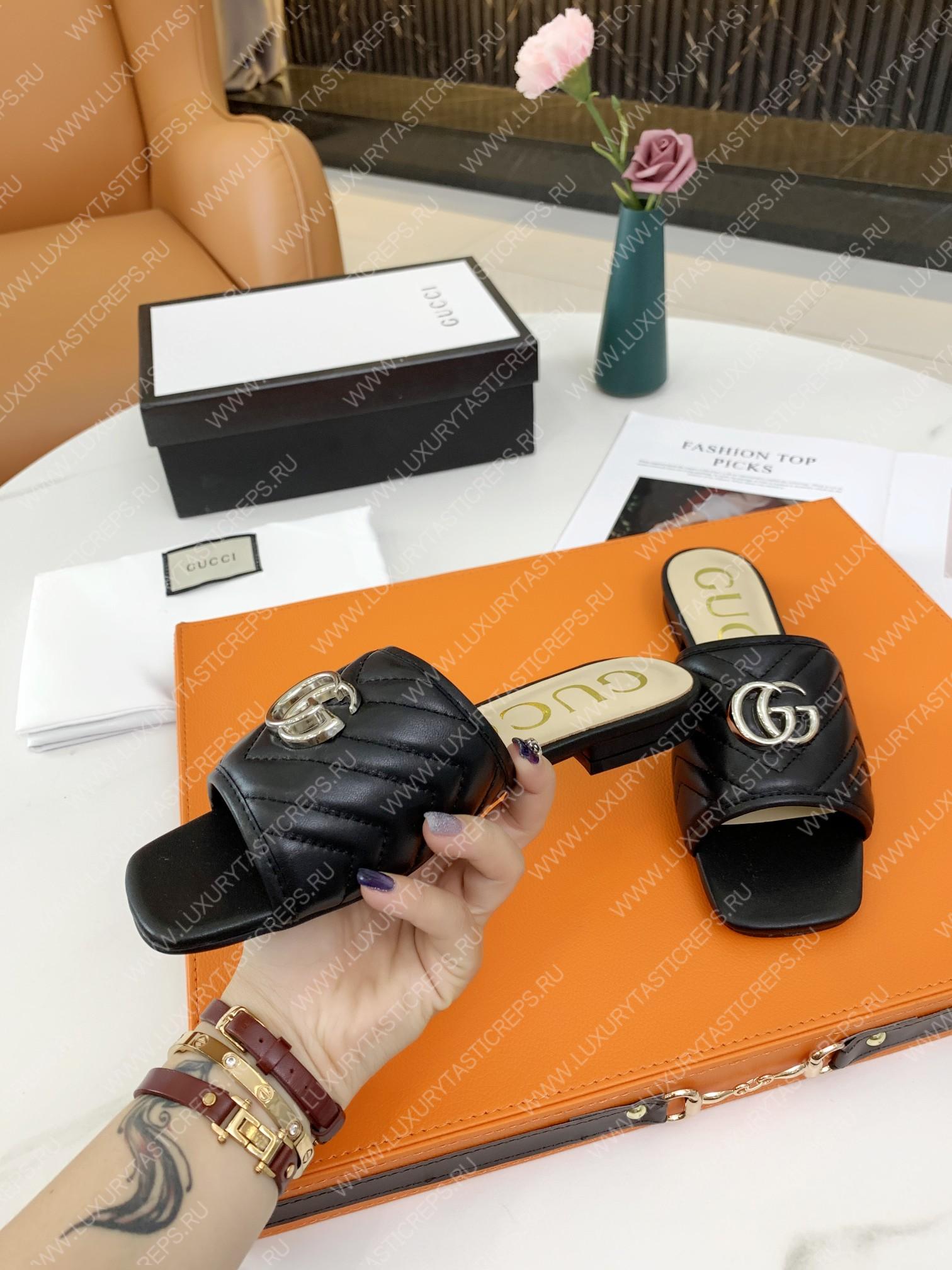 G*u*i double g open toe sandals black 15425109