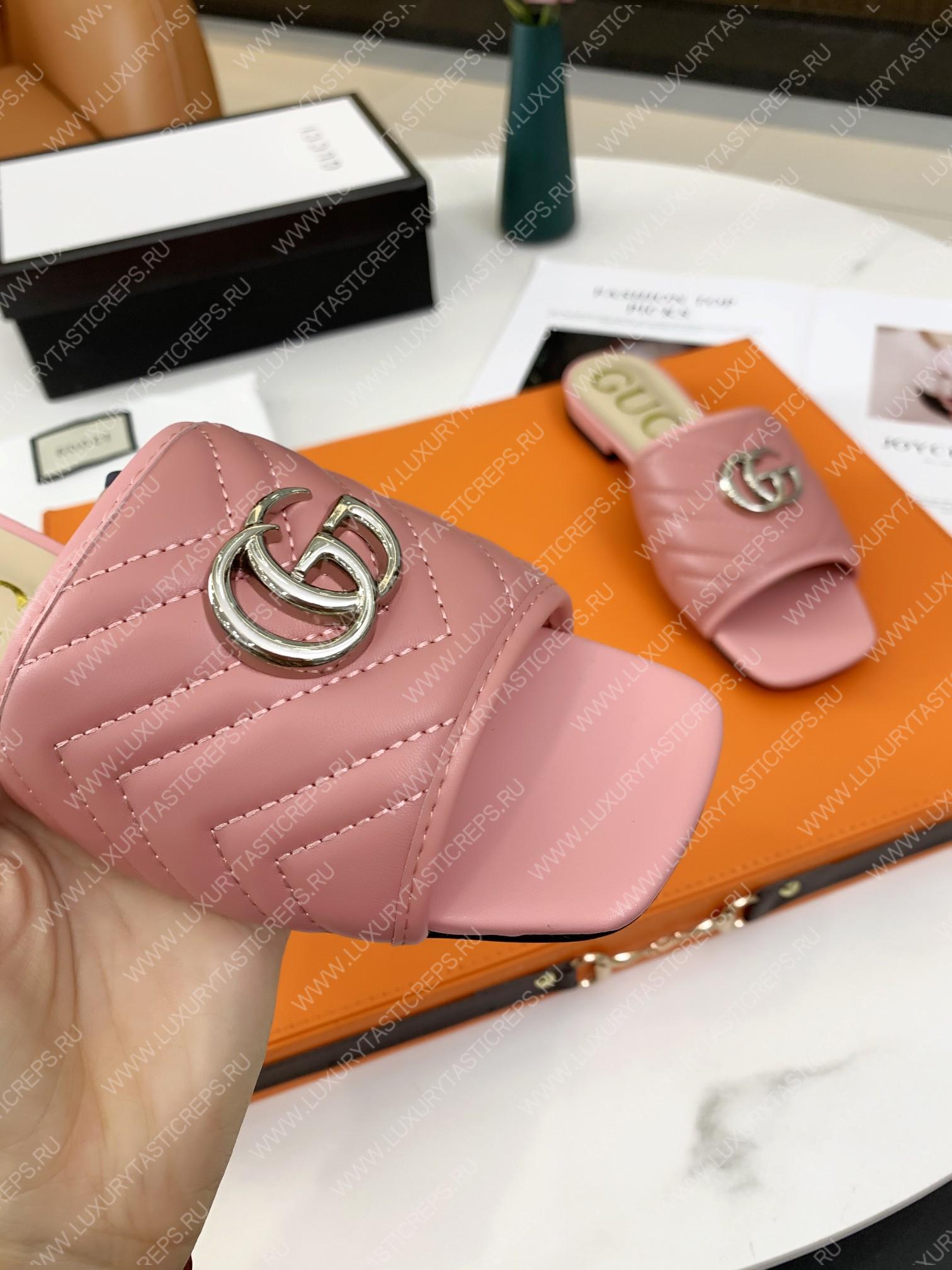 G*u*i double g open toe sandals leather rose pink 15425109