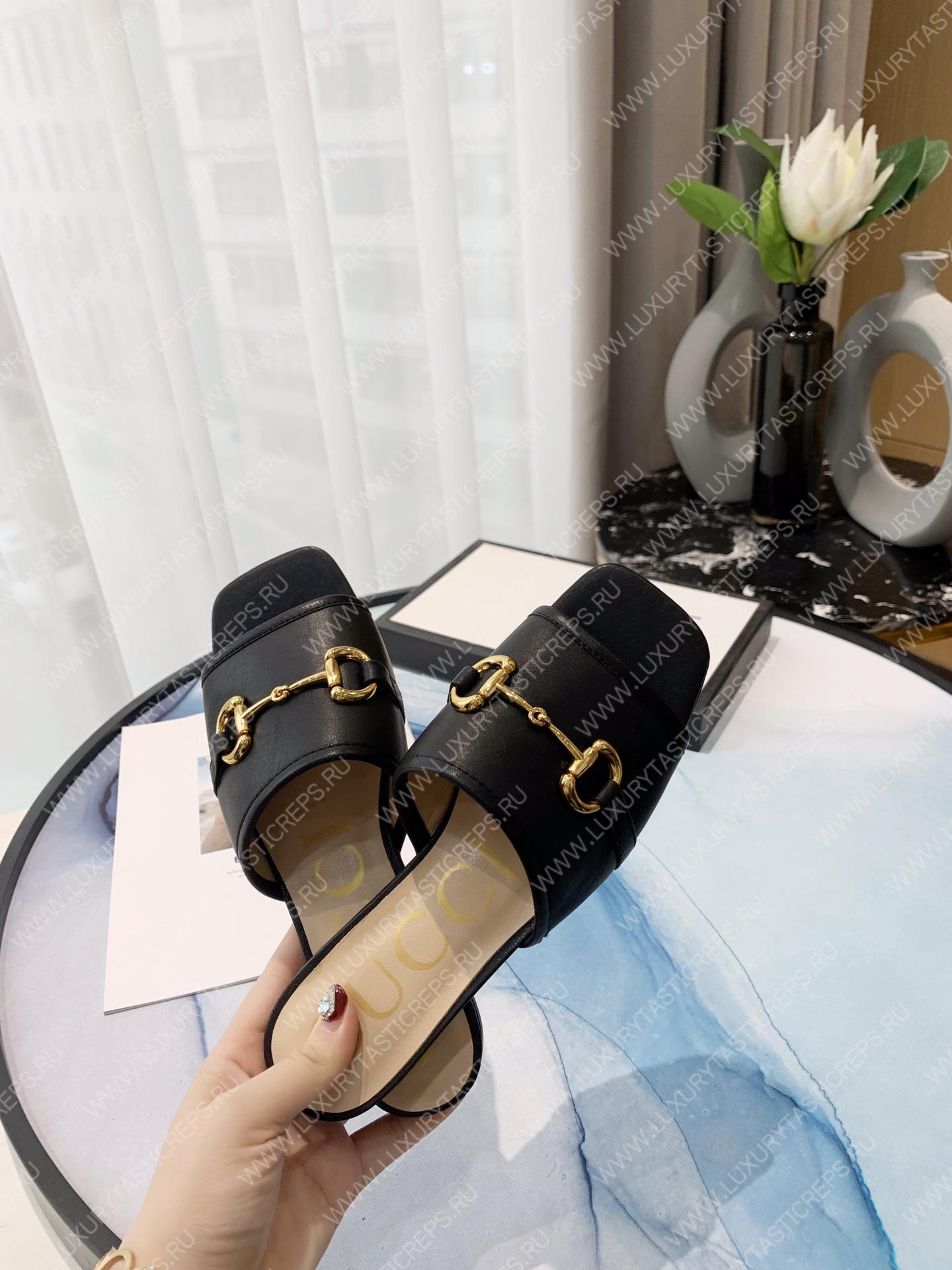 G*u*i leather slides black 623111